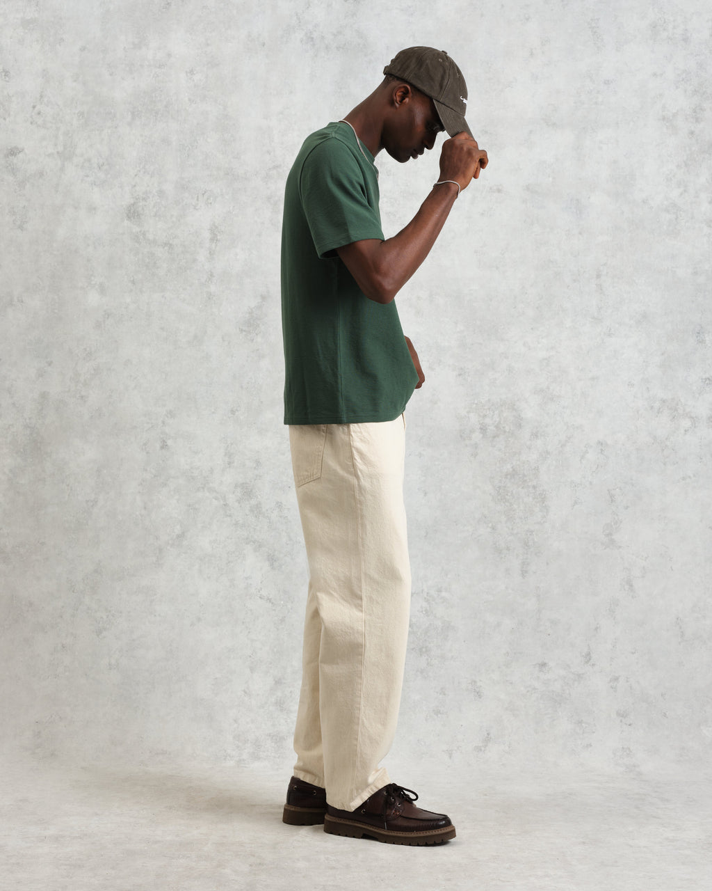 Dean - Dark Green Textured Organic Cotton T-Shirt