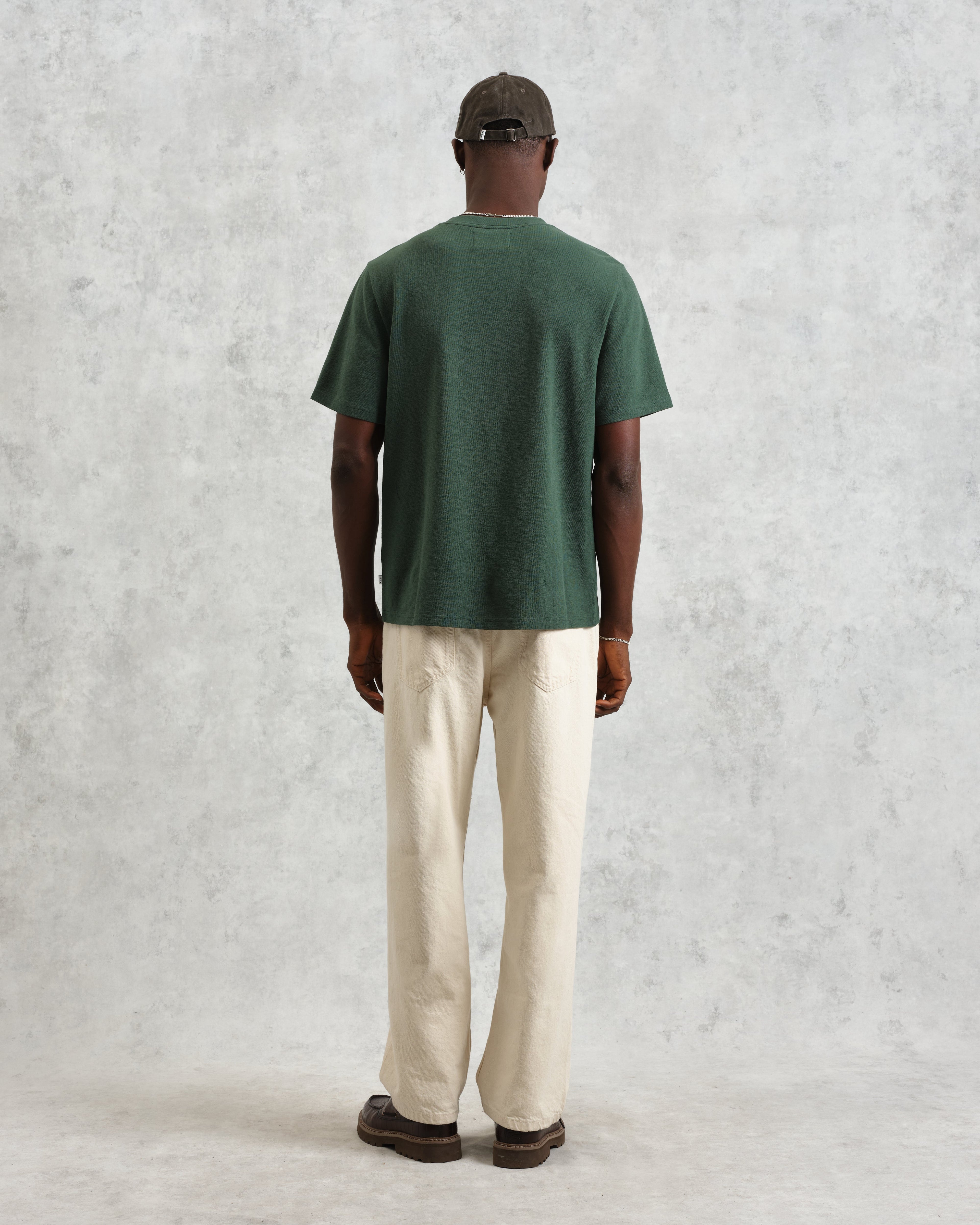 Dean - Dark Green Textured Organic Cotton T-Shirt