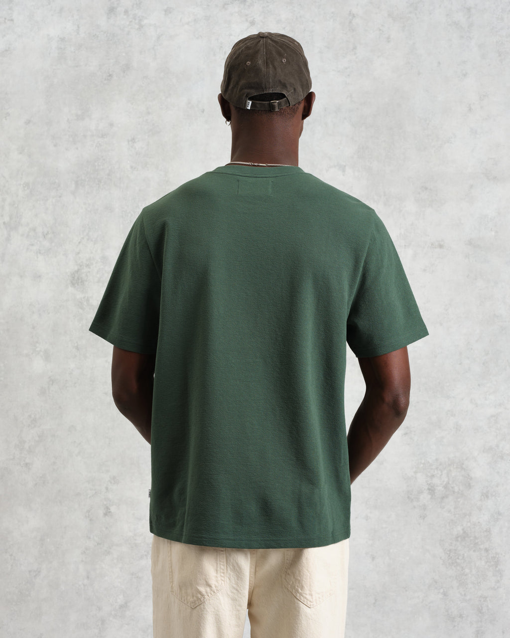 Dean - Dark Green Textured Organic Cotton T-Shirt