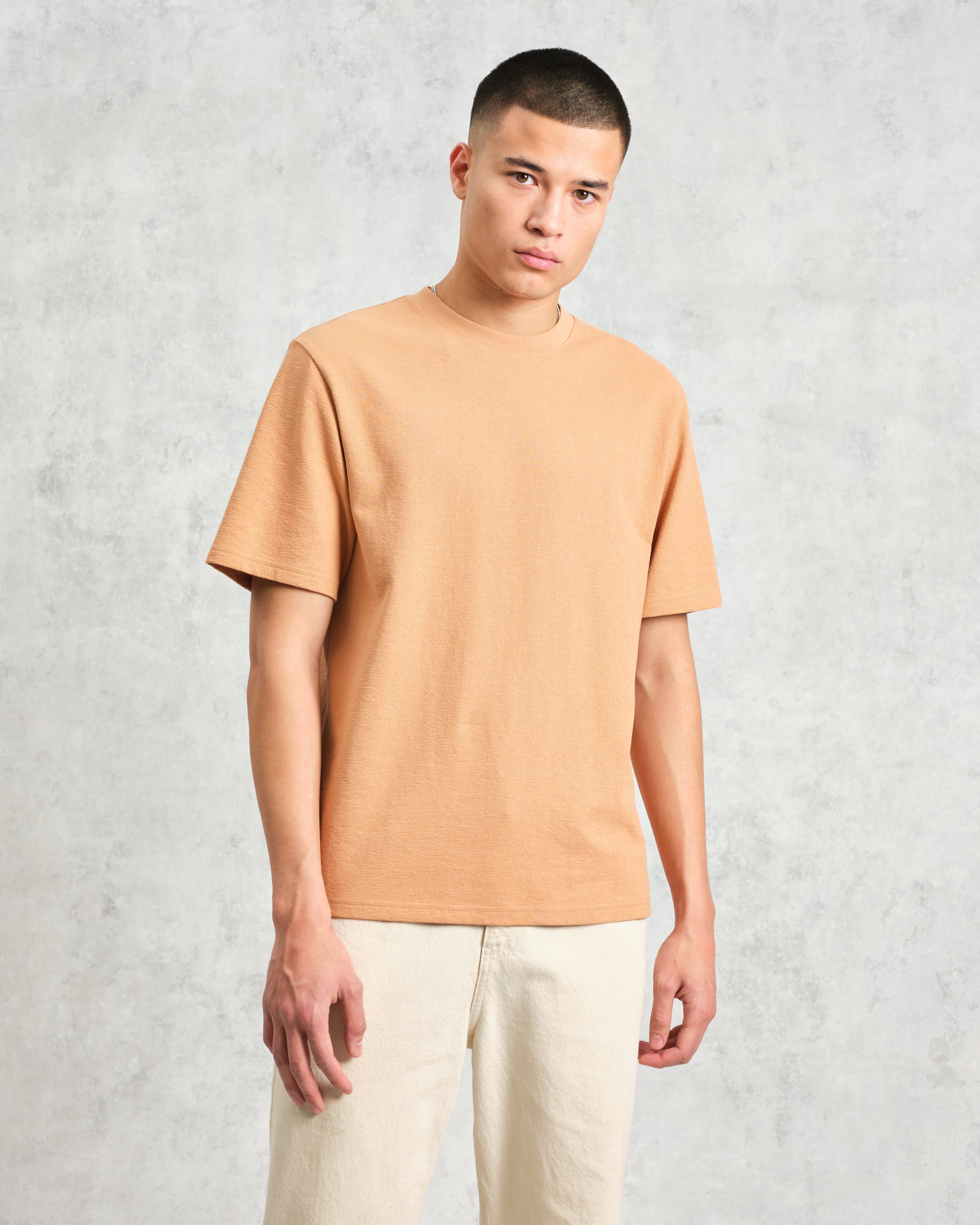 Dean - Dusty Orange Textured Organic Cotton T-Shirt