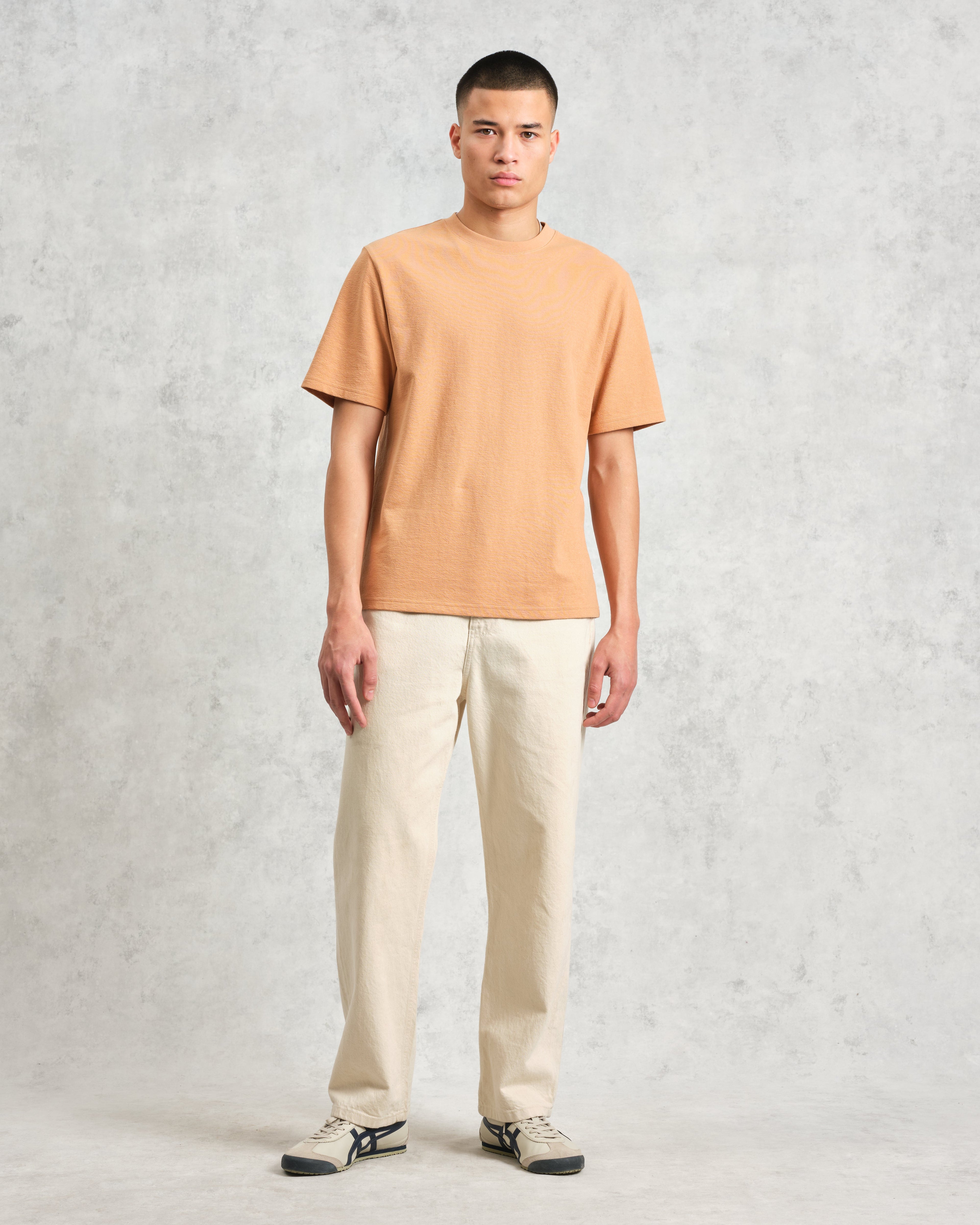 Dean - Dusty Orange Textured Organic Cotton T-Shirt