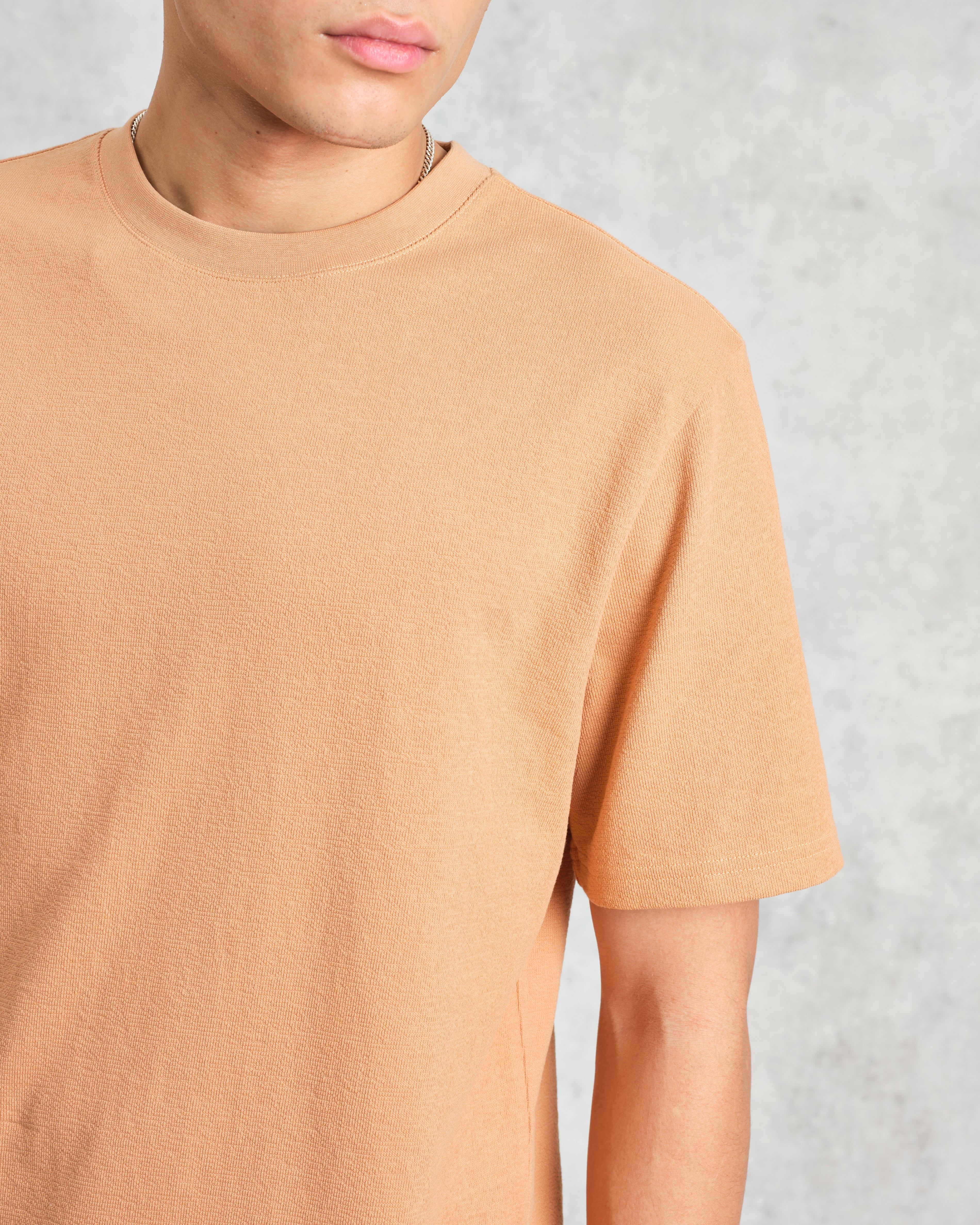 Dean - Dusty Orange Textured Organic Cotton T-Shirt