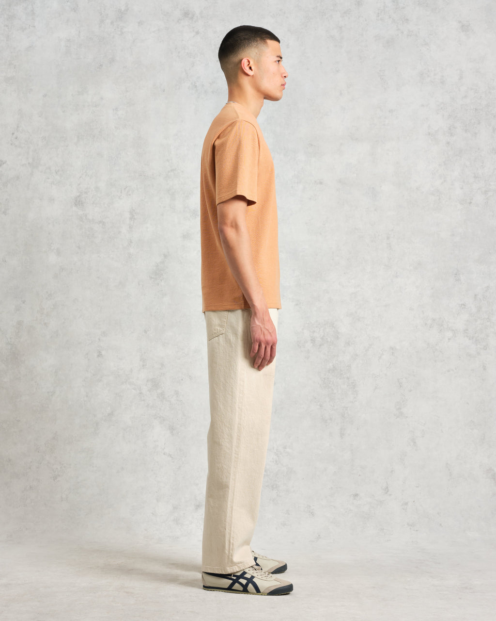 Dean - Dusty Orange Textured Organic Cotton T-Shirt