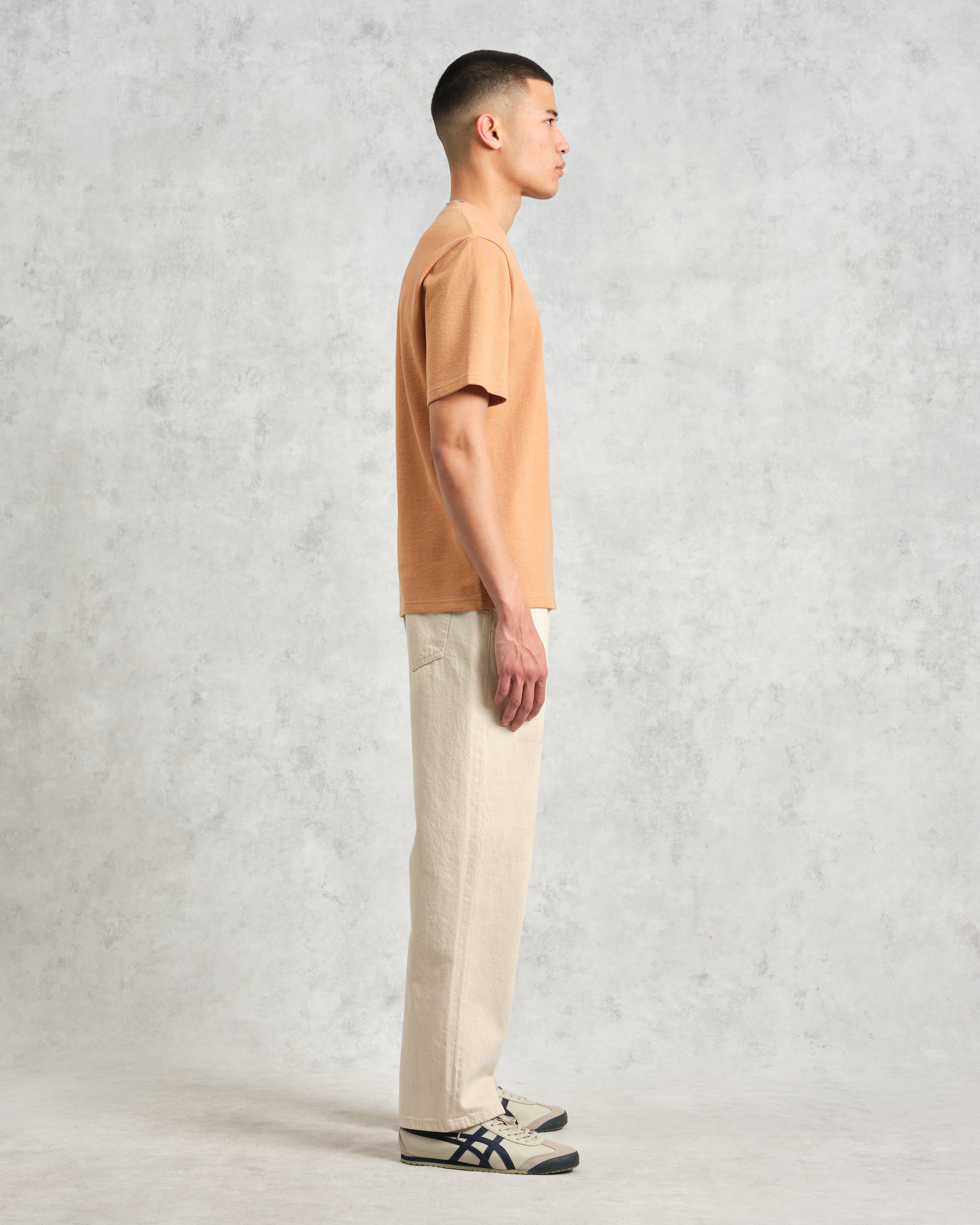 Dean - Dusty Orange Textured Organic Cotton T-Shirt