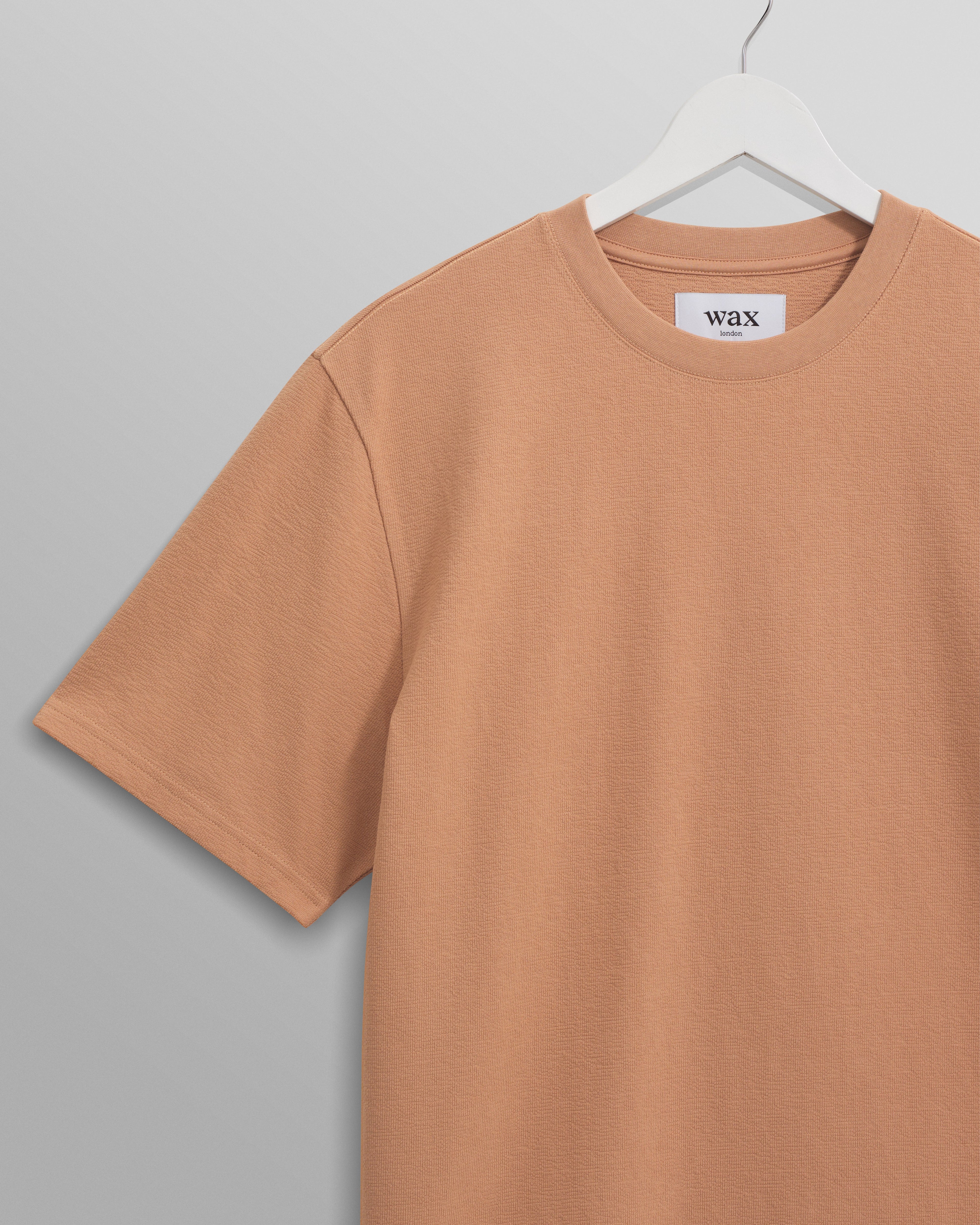 Dean - Dusty Orange Textured Organic Cotton T-Shirt