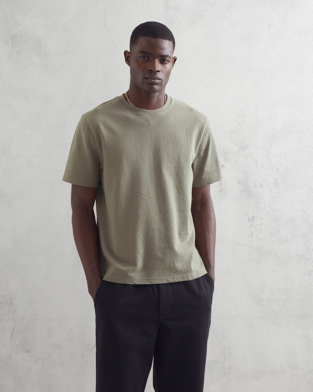 Dean - Green Textured Organic Cotton T-Shirt