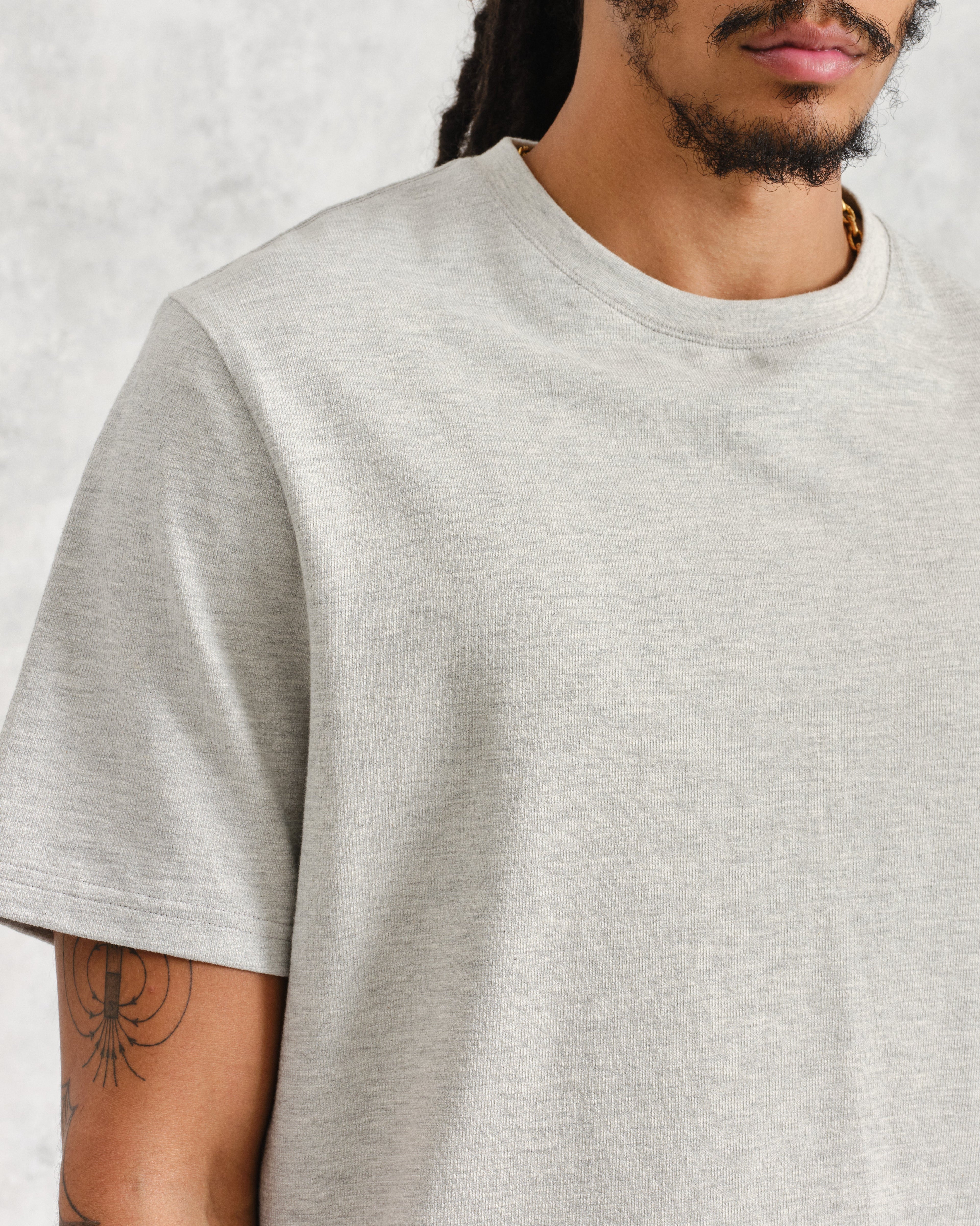 Dean - Grey Marl Textured Organic Cotton T-Shirt