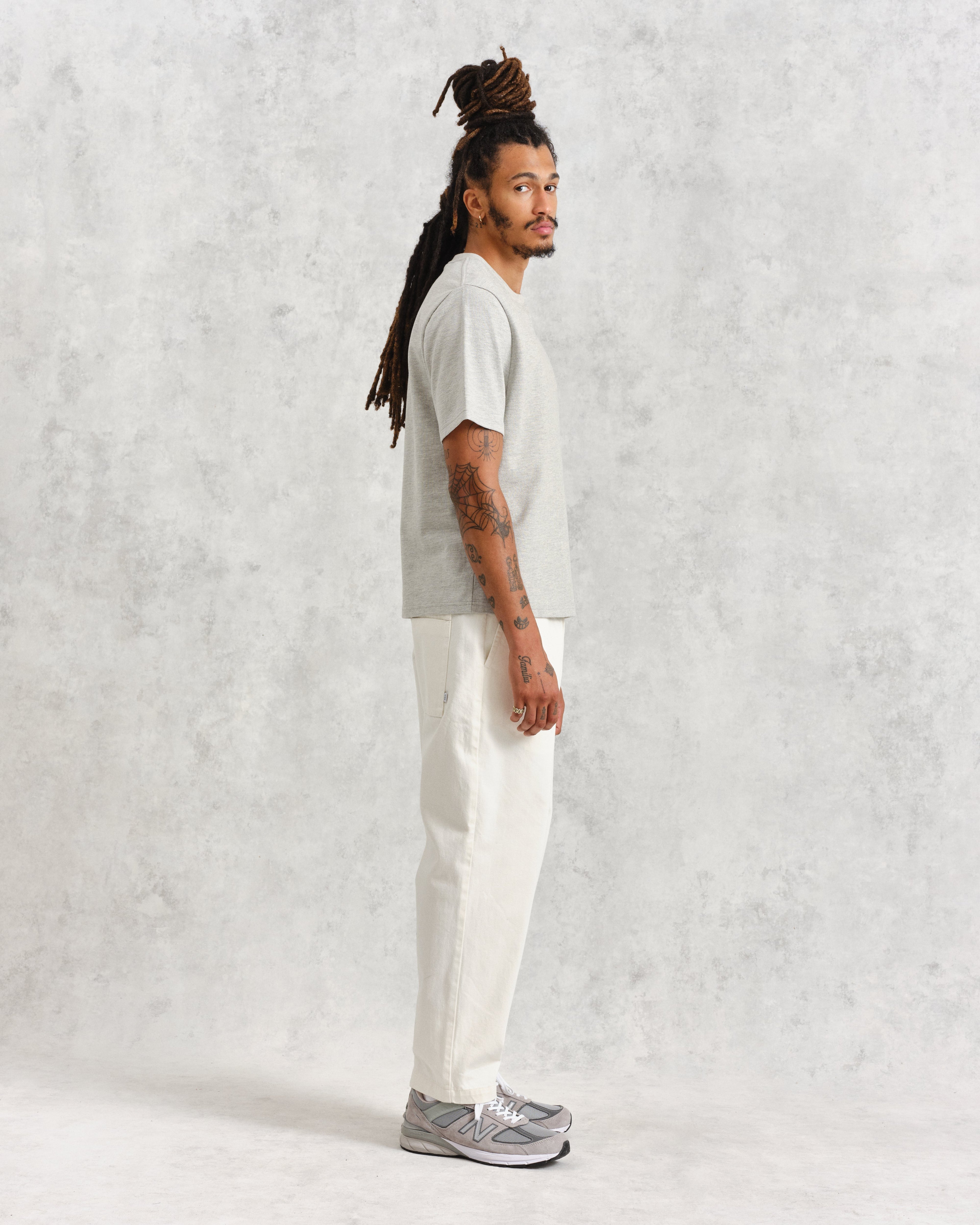 Dean - Grey Marl Textured Organic Cotton T-Shirt