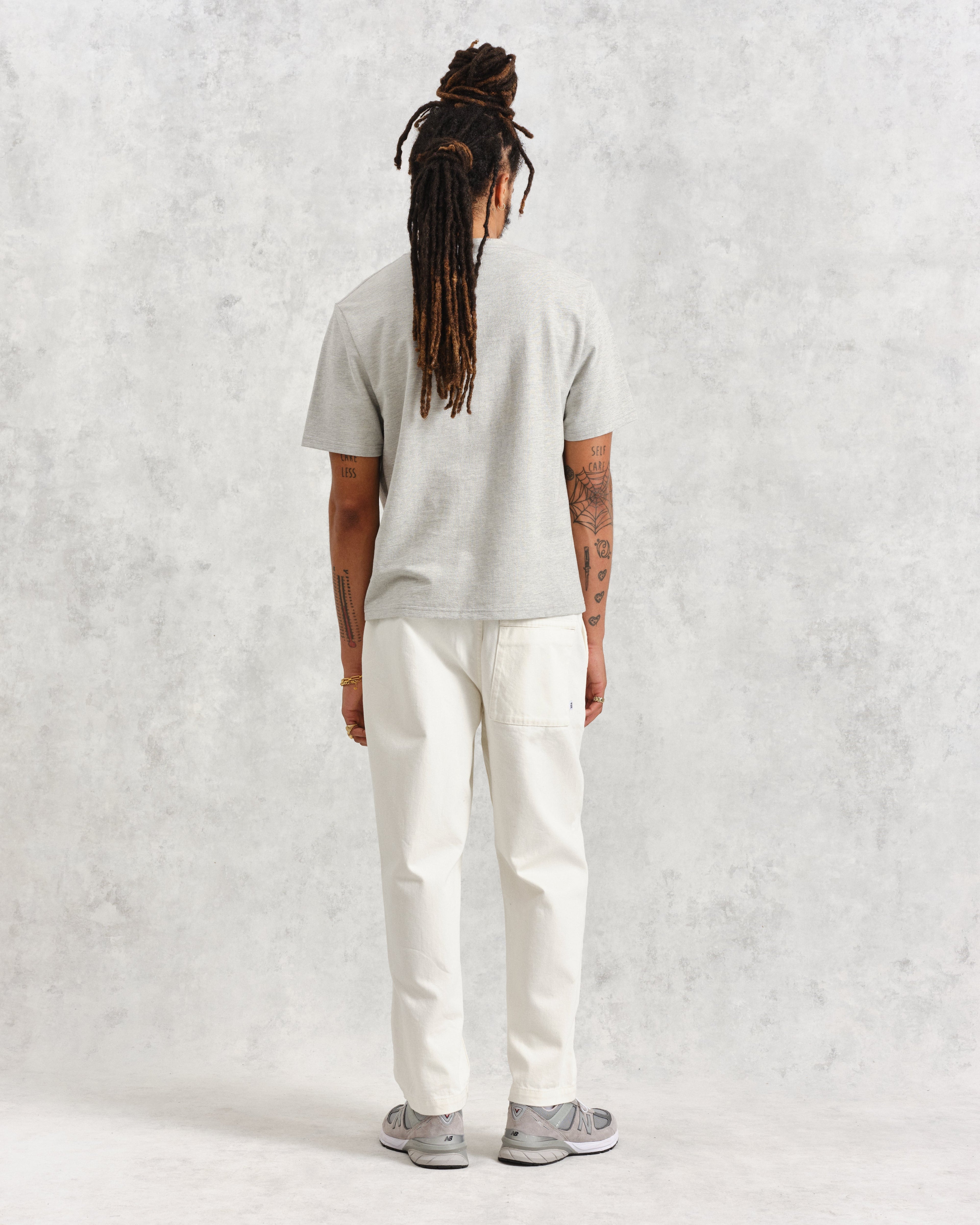 Dean - Grey Marl Textured Organic Cotton T-Shirt