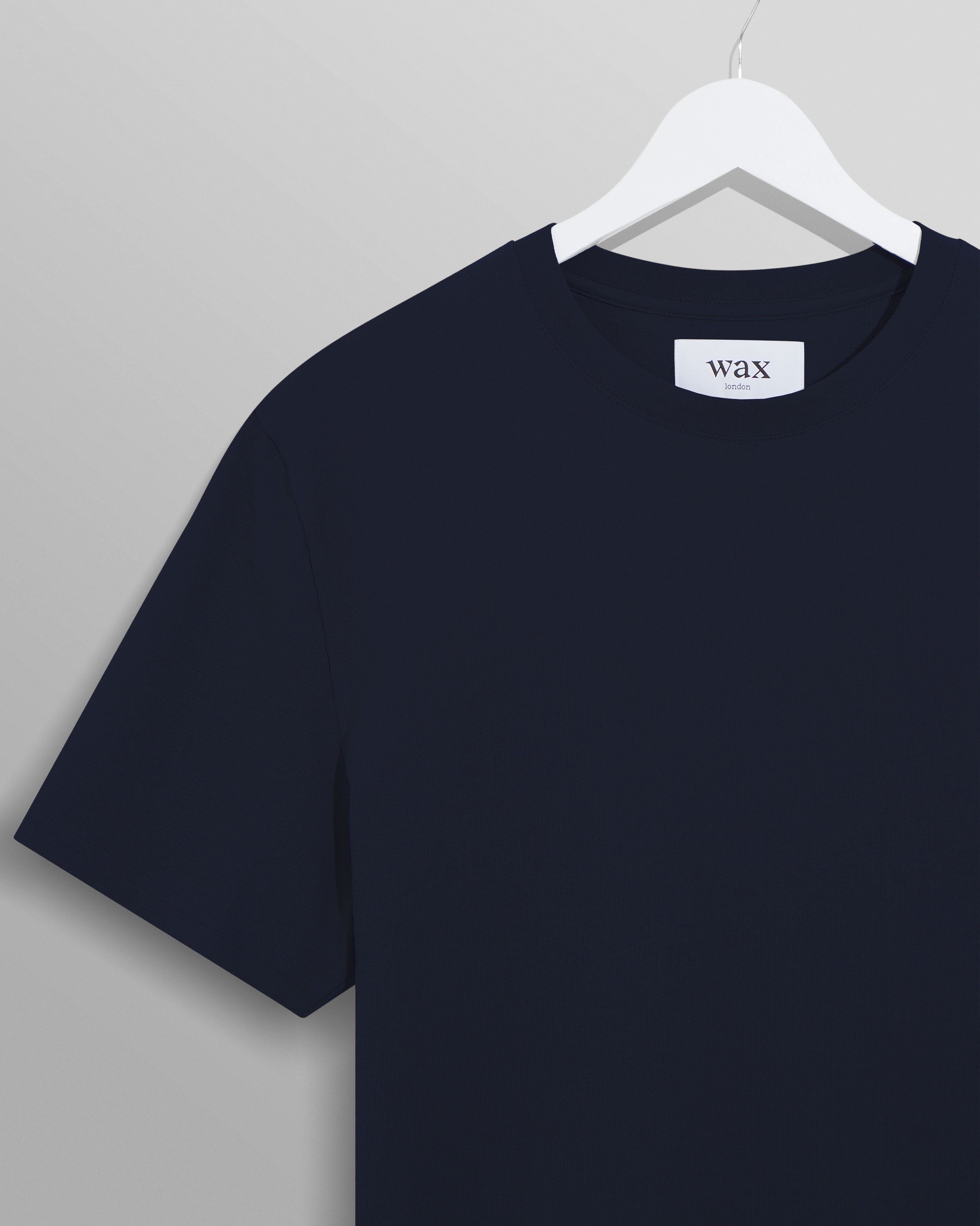 Dean - Navy Textured Organic Cotton T-Shirt