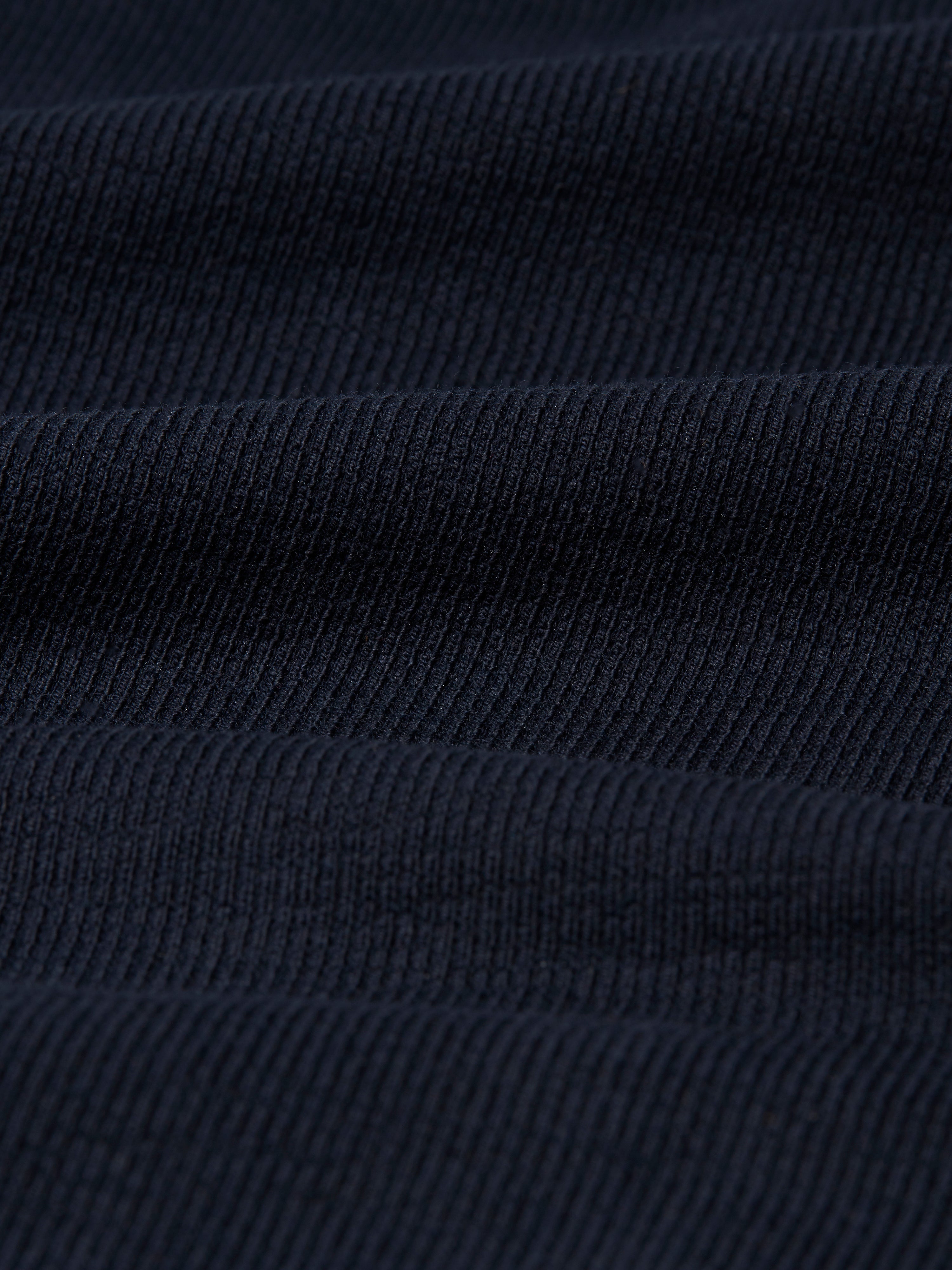 Dean - Navy Textured Organic Cotton T-Shirt
