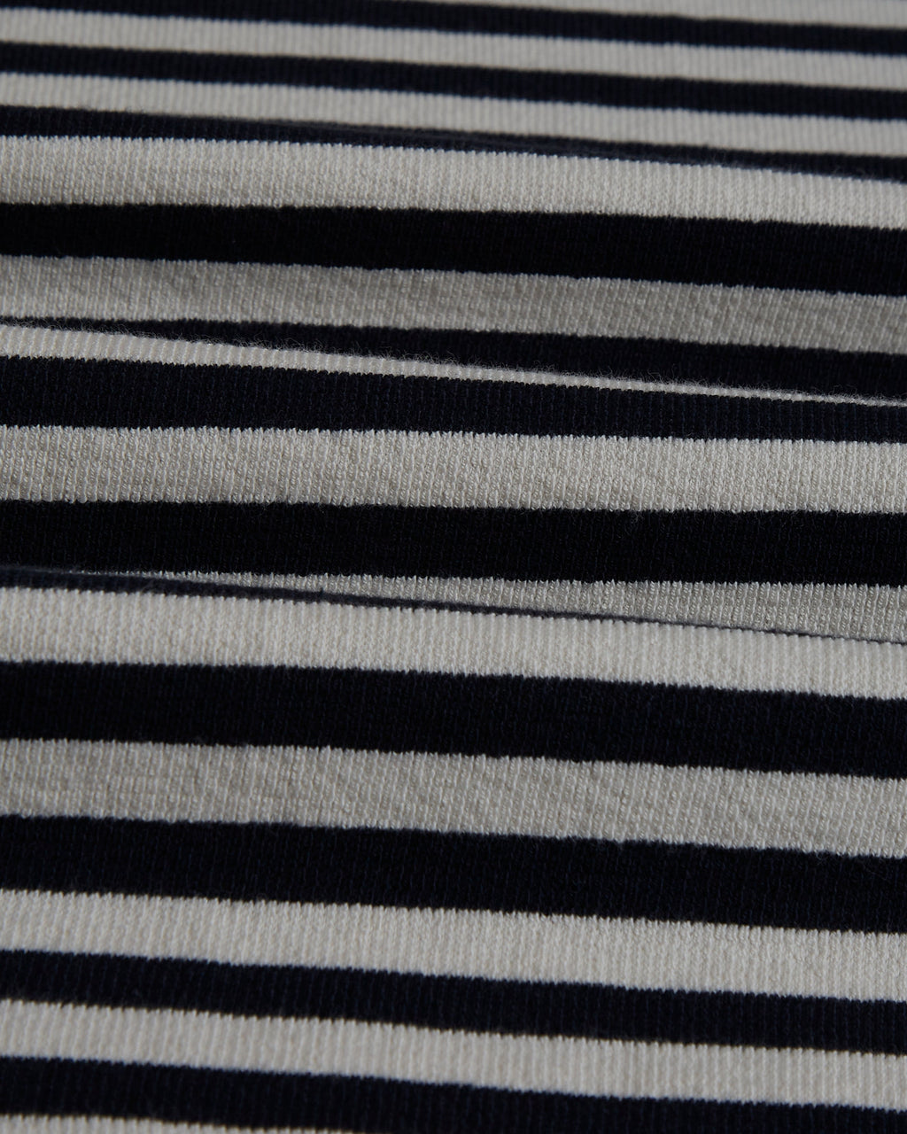 Dean - Navy/Ecru Striped Textured Organic Cotton T-Shirt