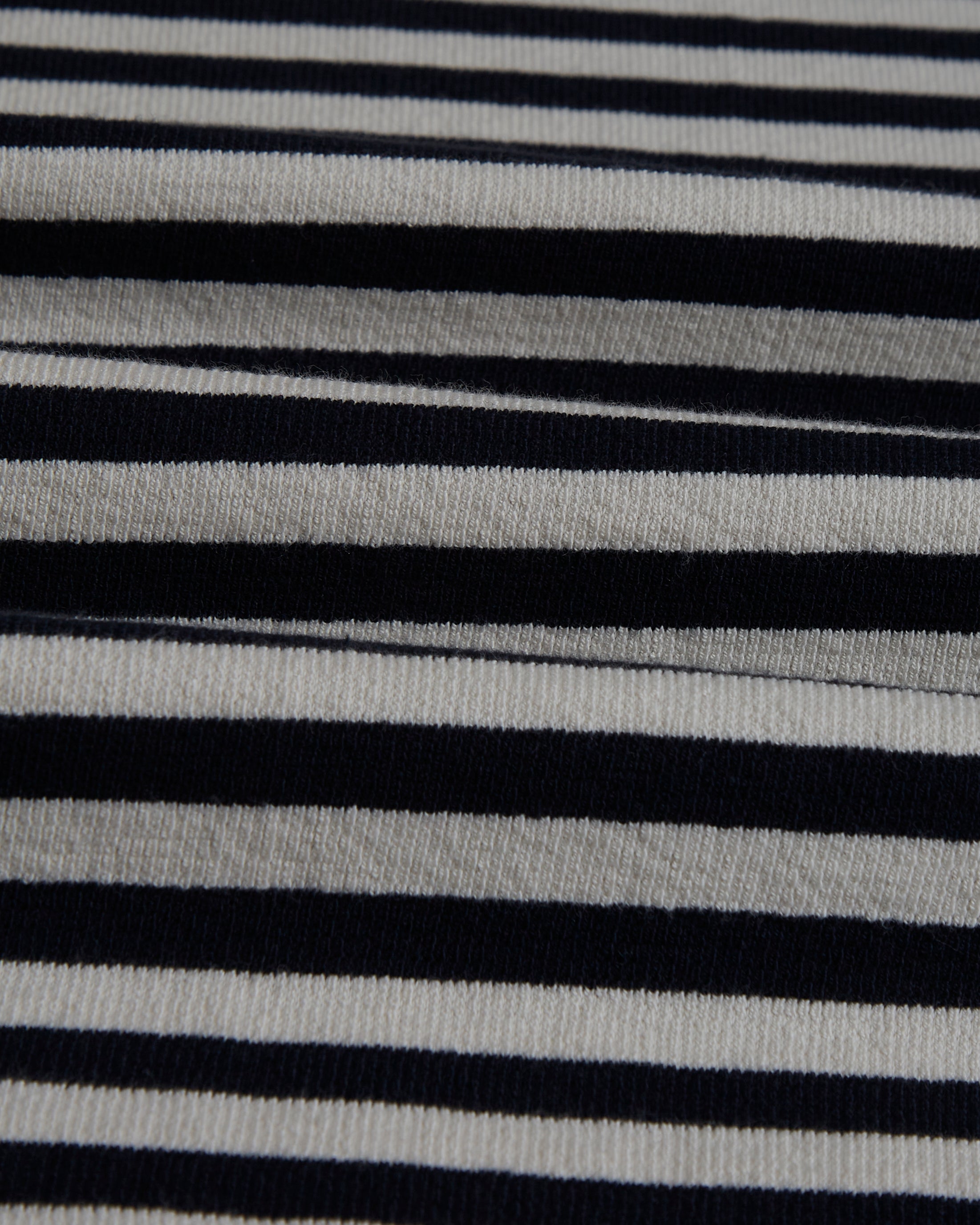 Dean - Navy/Ecru Striped Textured Organic Cotton T-Shirt