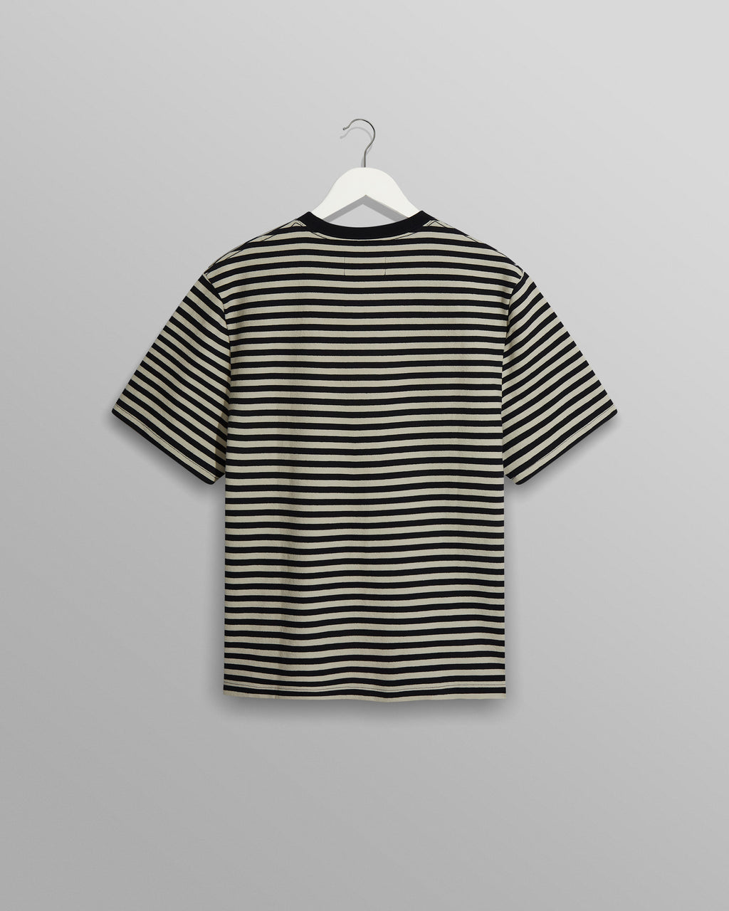 Dean - Navy/Ecru Striped Textured Organic Cotton T-Shirt