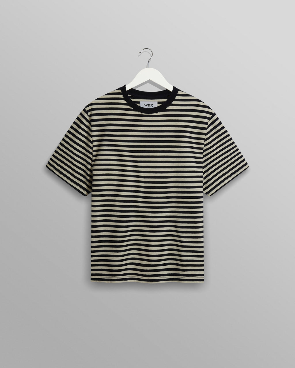 Dean - Navy/Ecru Striped Textured Organic Cotton T-Shirt