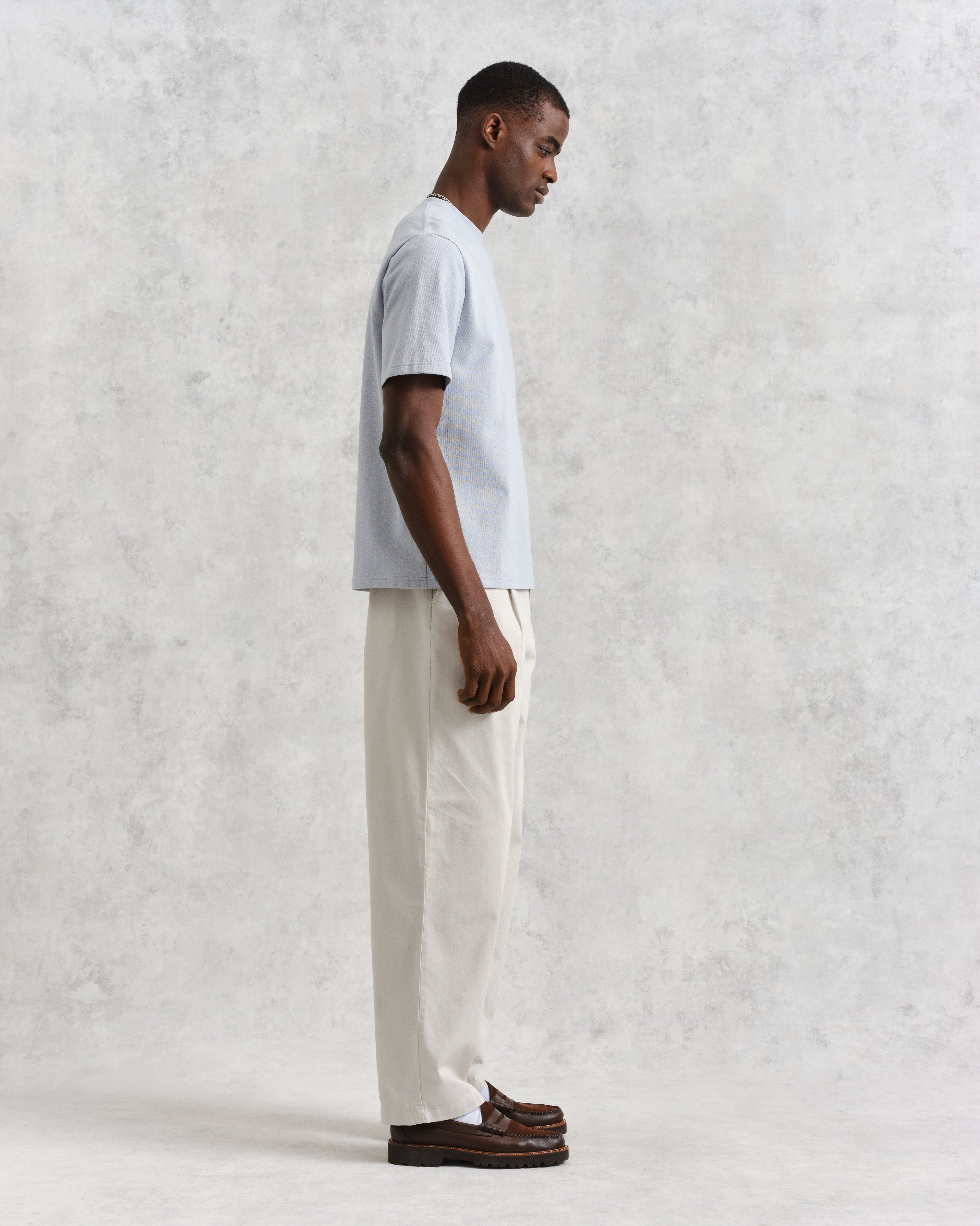 Dean - Pale Blue Textured Organic Cotton T-Shirt