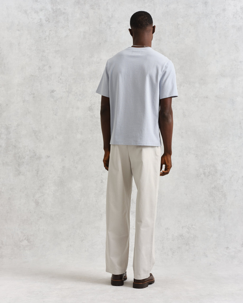Dean - Pale Blue Textured Organic Cotton T-Shirt