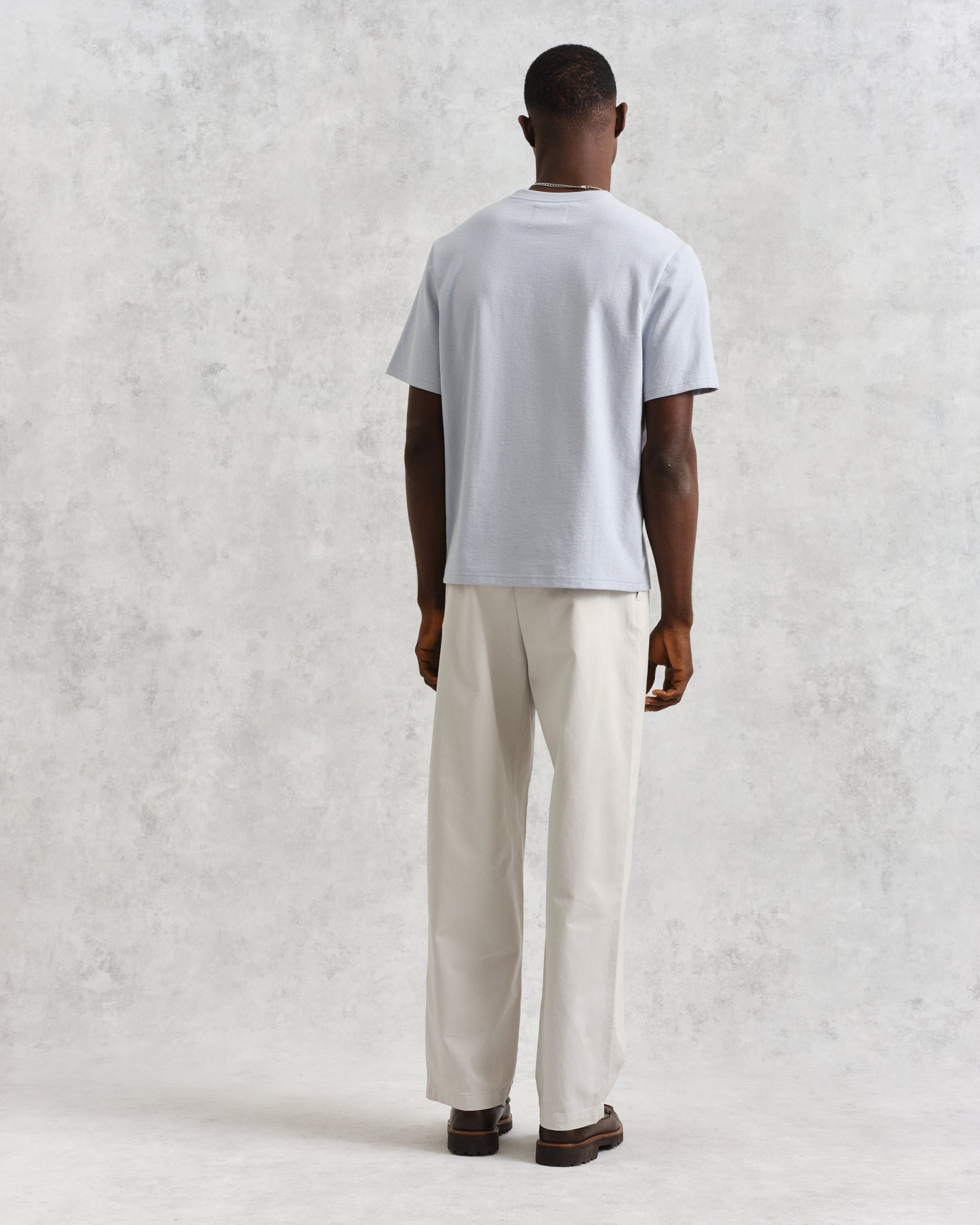 Dean - Pale Blue Textured Organic Cotton T-Shirt