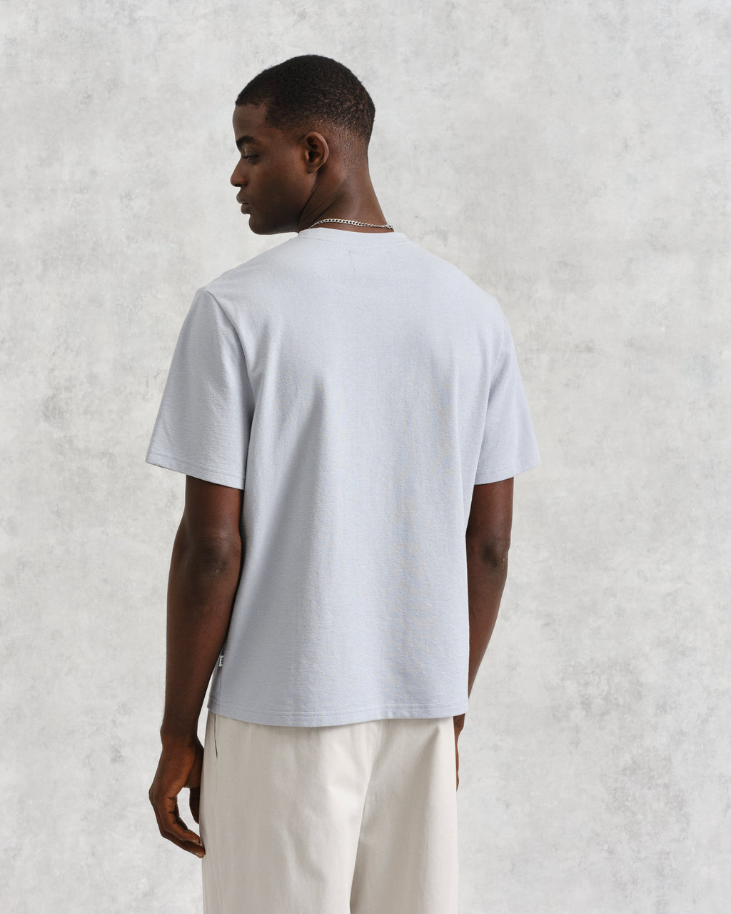 Dean - Pale Blue Textured Organic Cotton T-Shirt