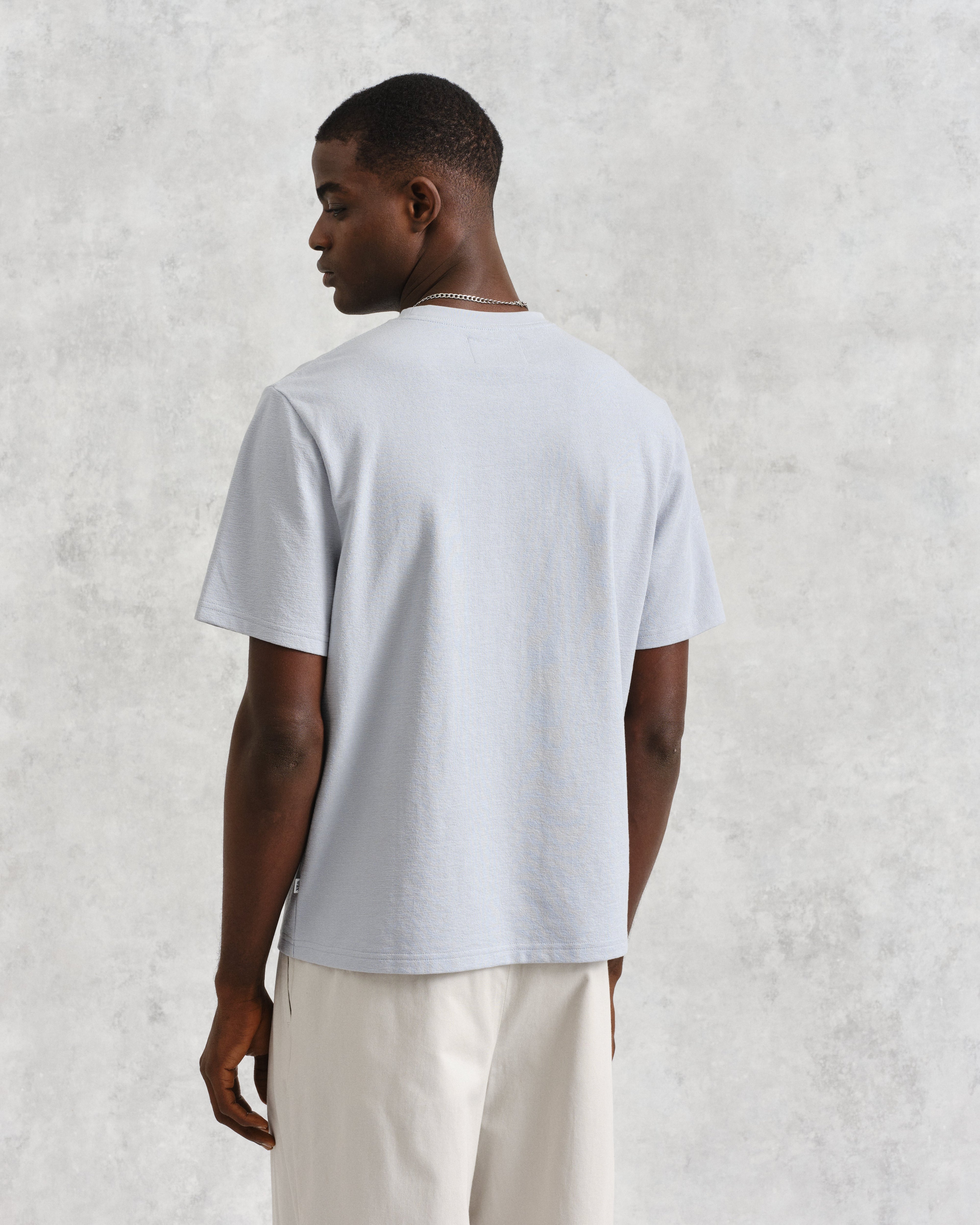 Dean - Pale Blue Textured Organic Cotton T-Shirt