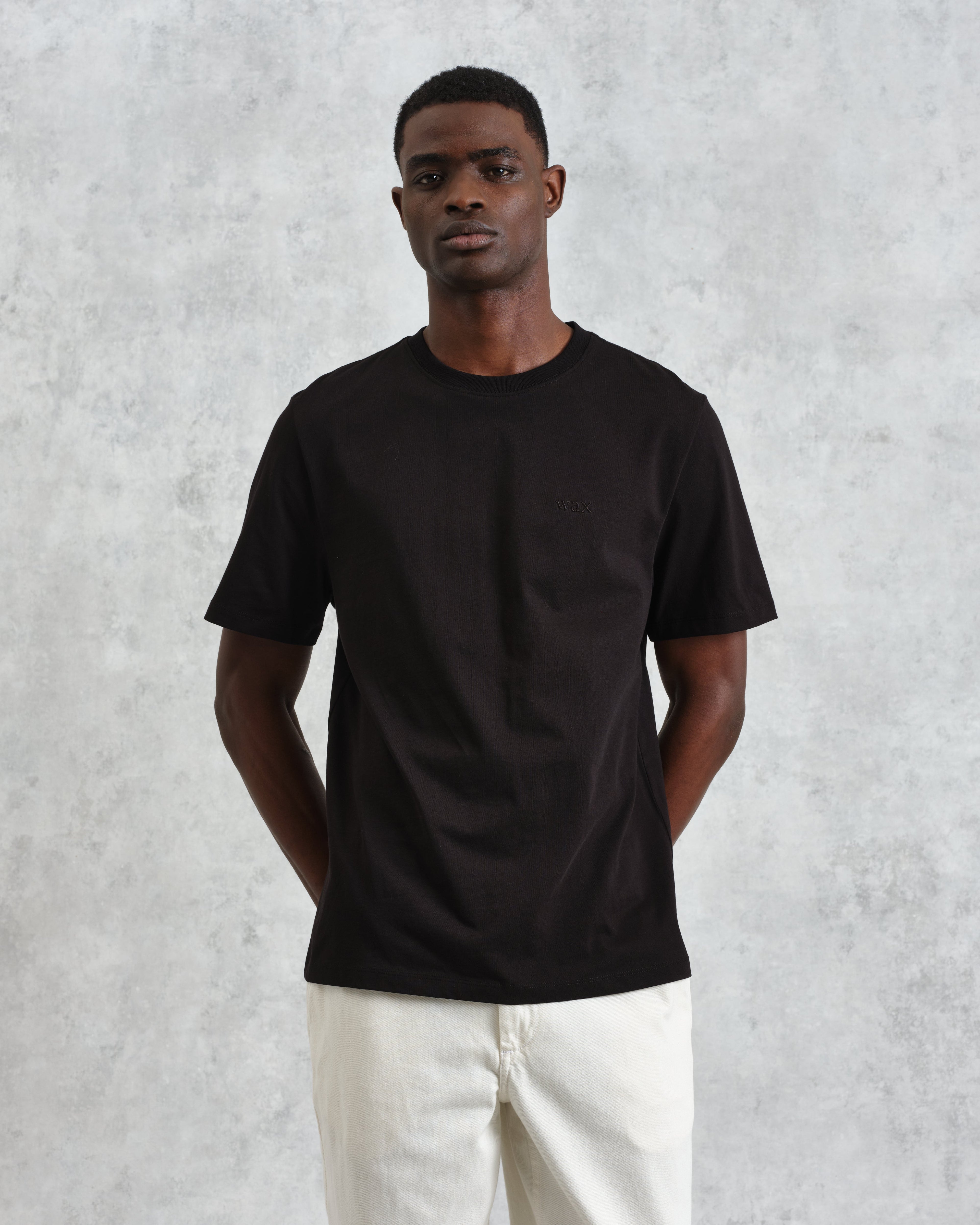 Dean - Black Embroidered Logo Organic Cotton T-Shirt