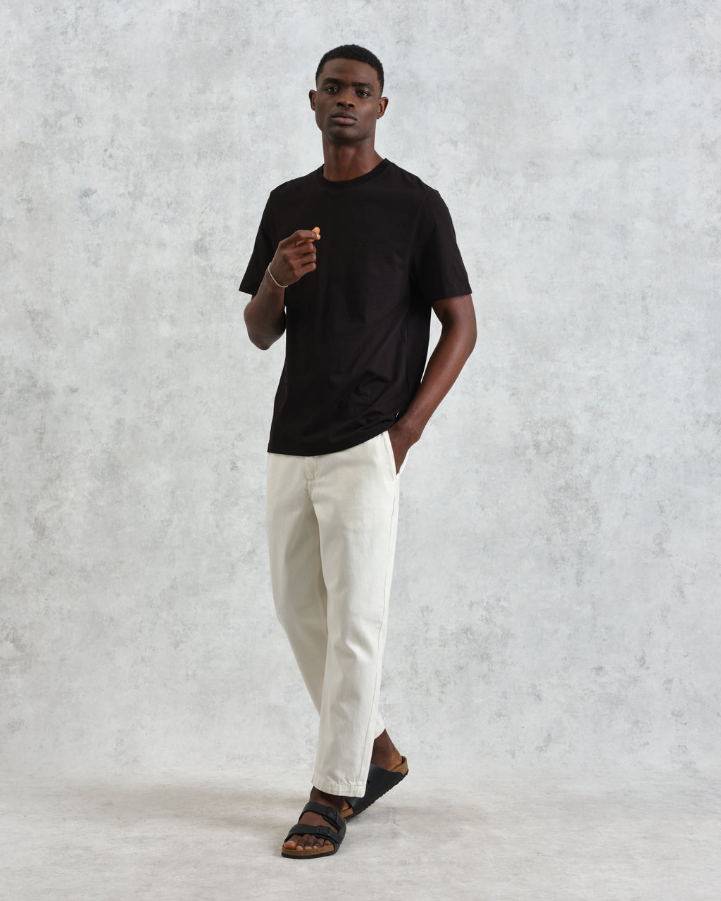 Dean - Black Embroidered Logo Organic Cotton T-Shirt