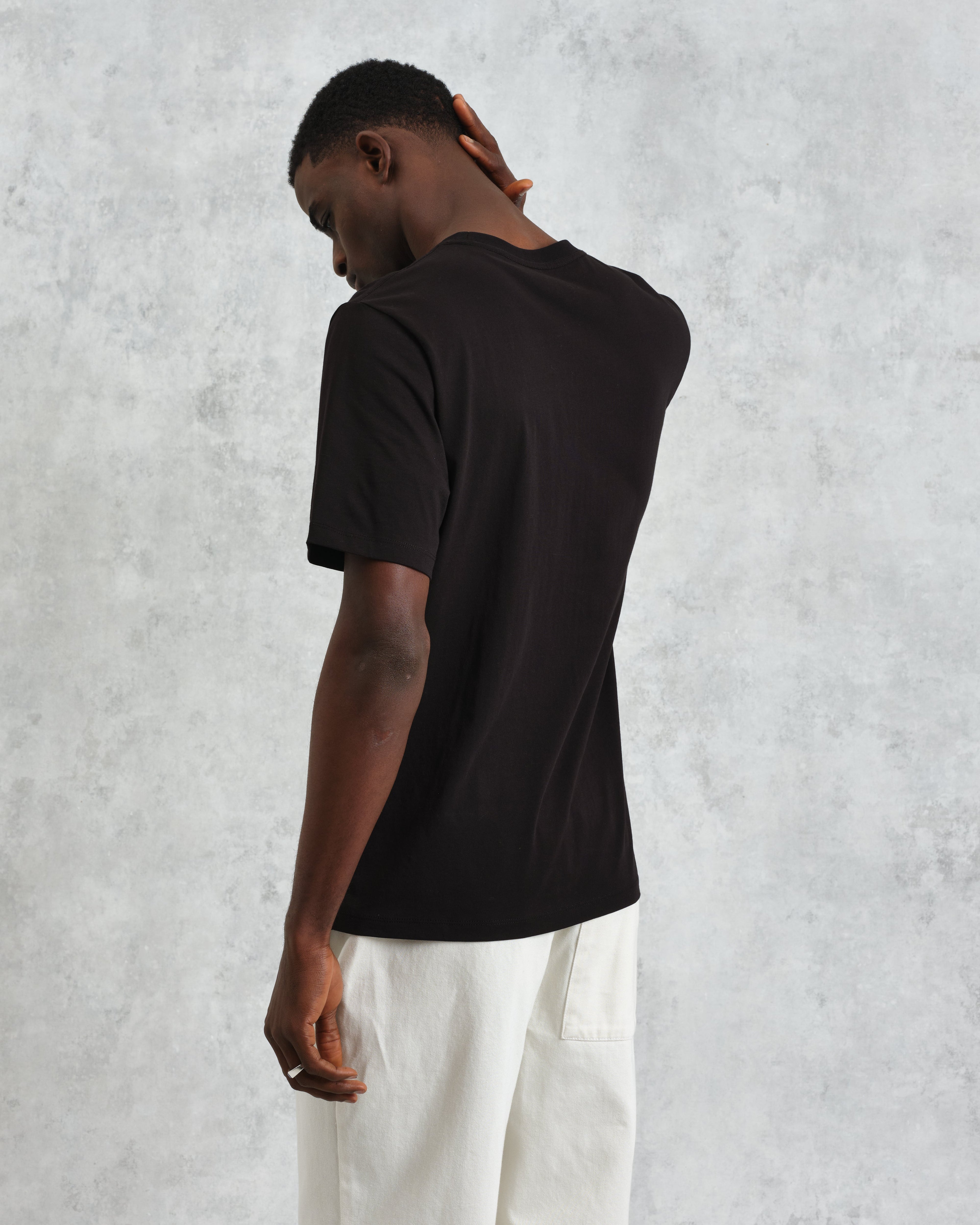 Dean - Black Embroidered Logo Organic Cotton T-Shirt
