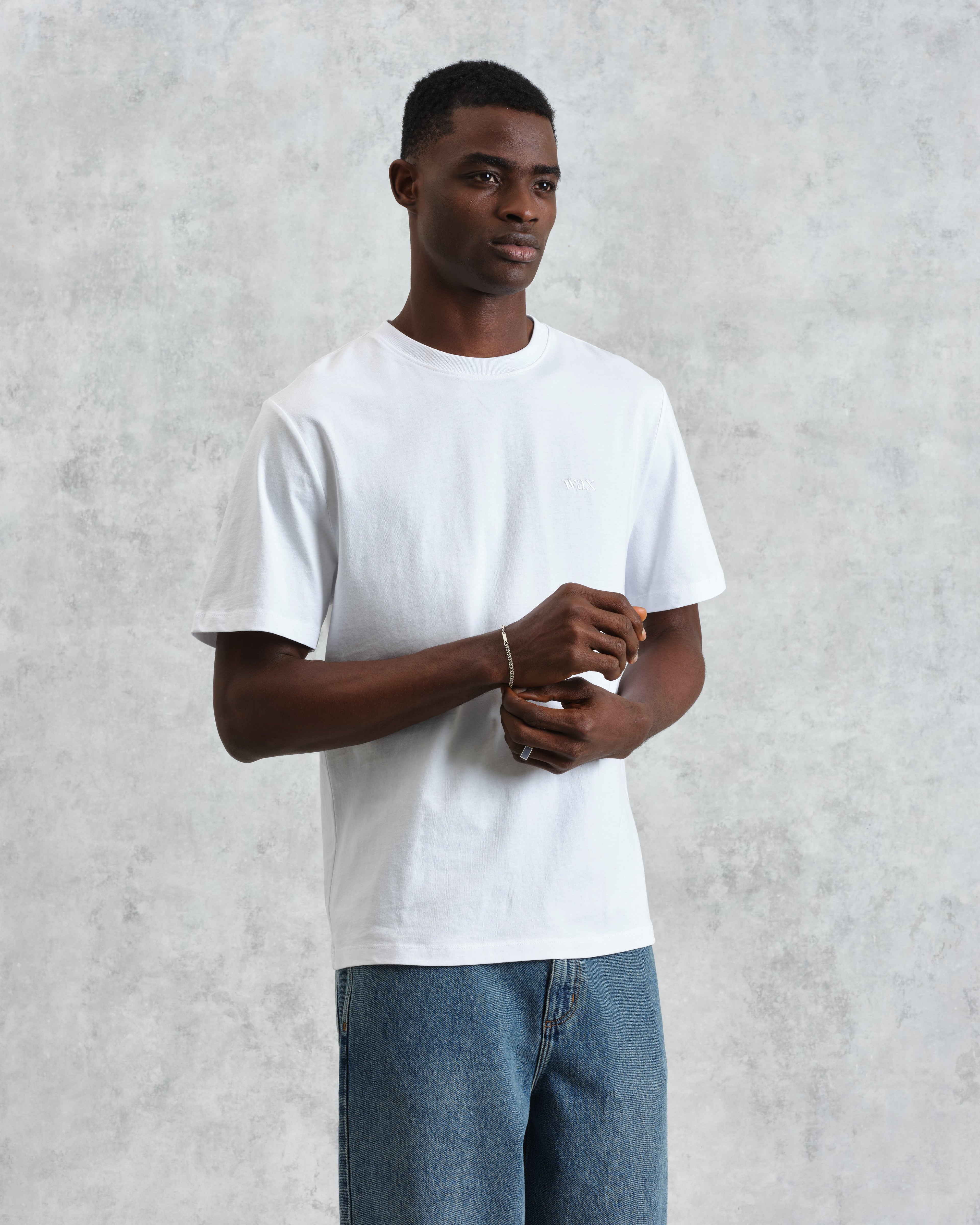 Dean - White Embroidered Logo Organic Cotton T-Shirt