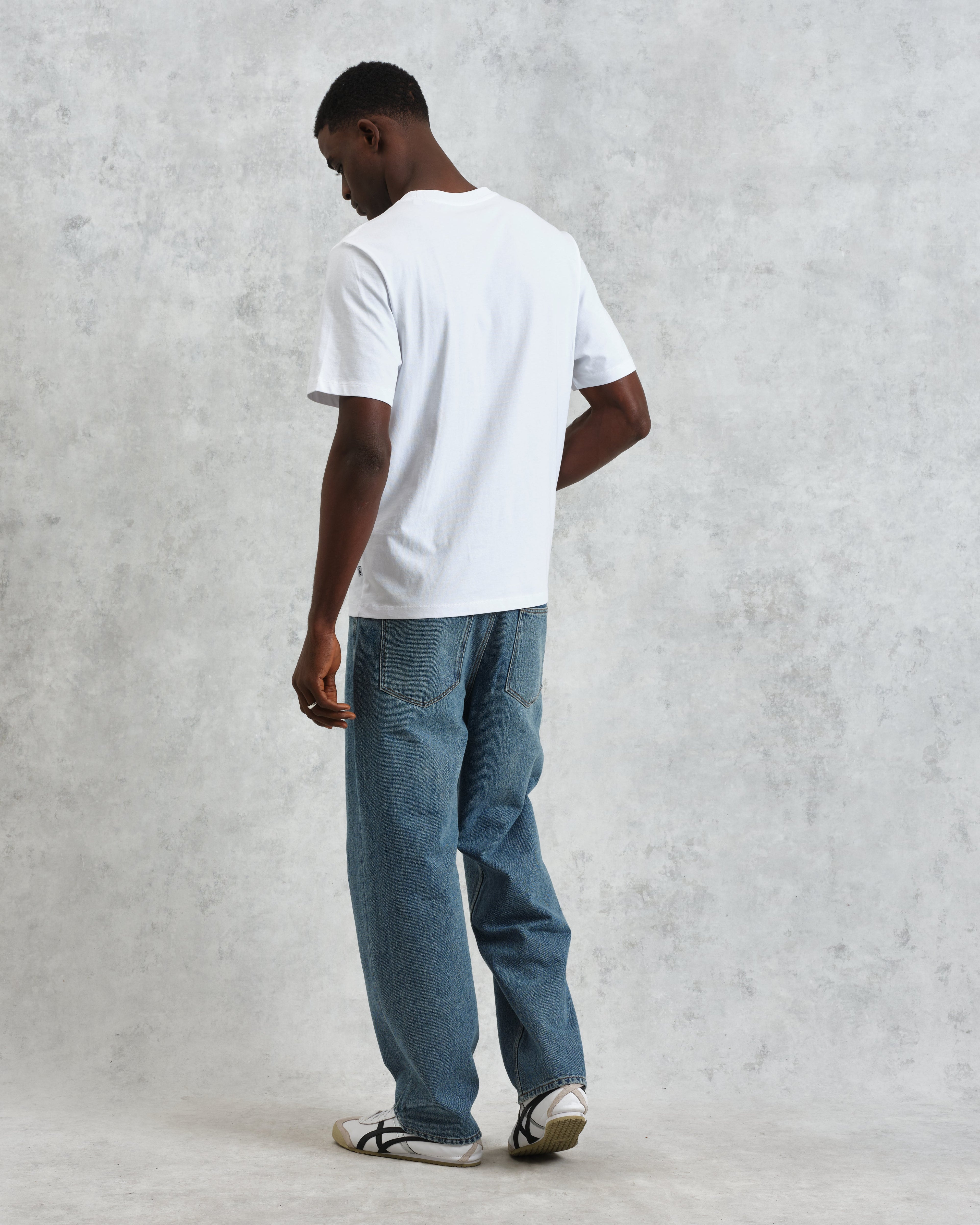 Dean - White Embroidered Logo Organic Cotton T-Shirt