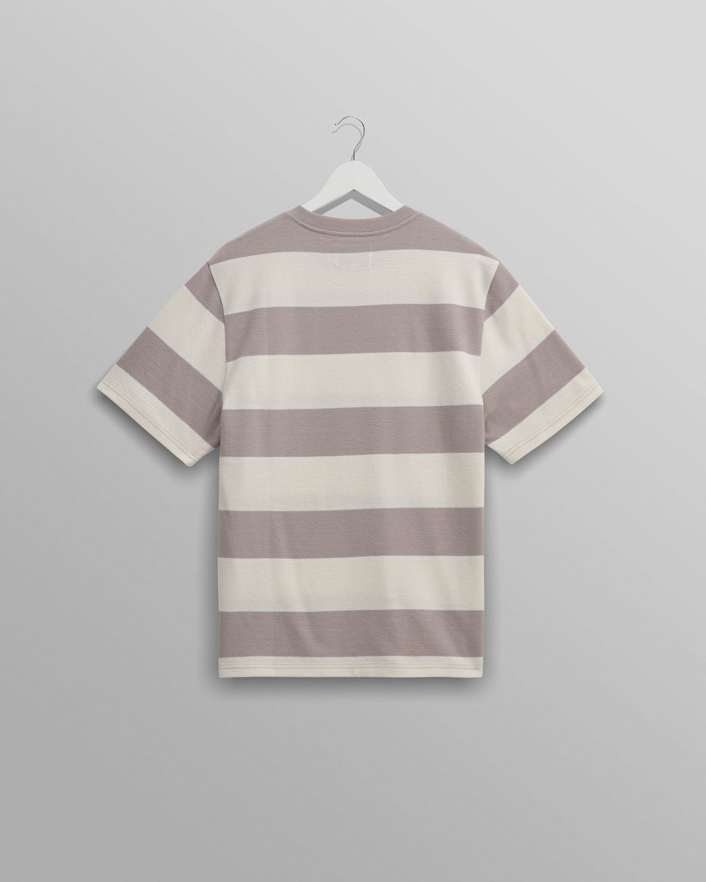 Dean - Taupe Grey And Ecru Stripe Textured Organic Cotton T-Shirt