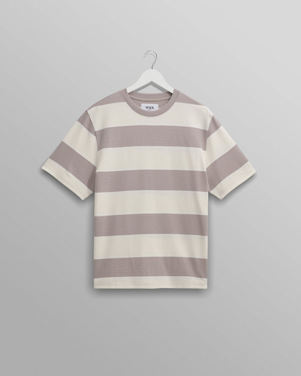 Dean - Taupe Grey And Ecru Stripe Textured Organic Cotton T-Shirt