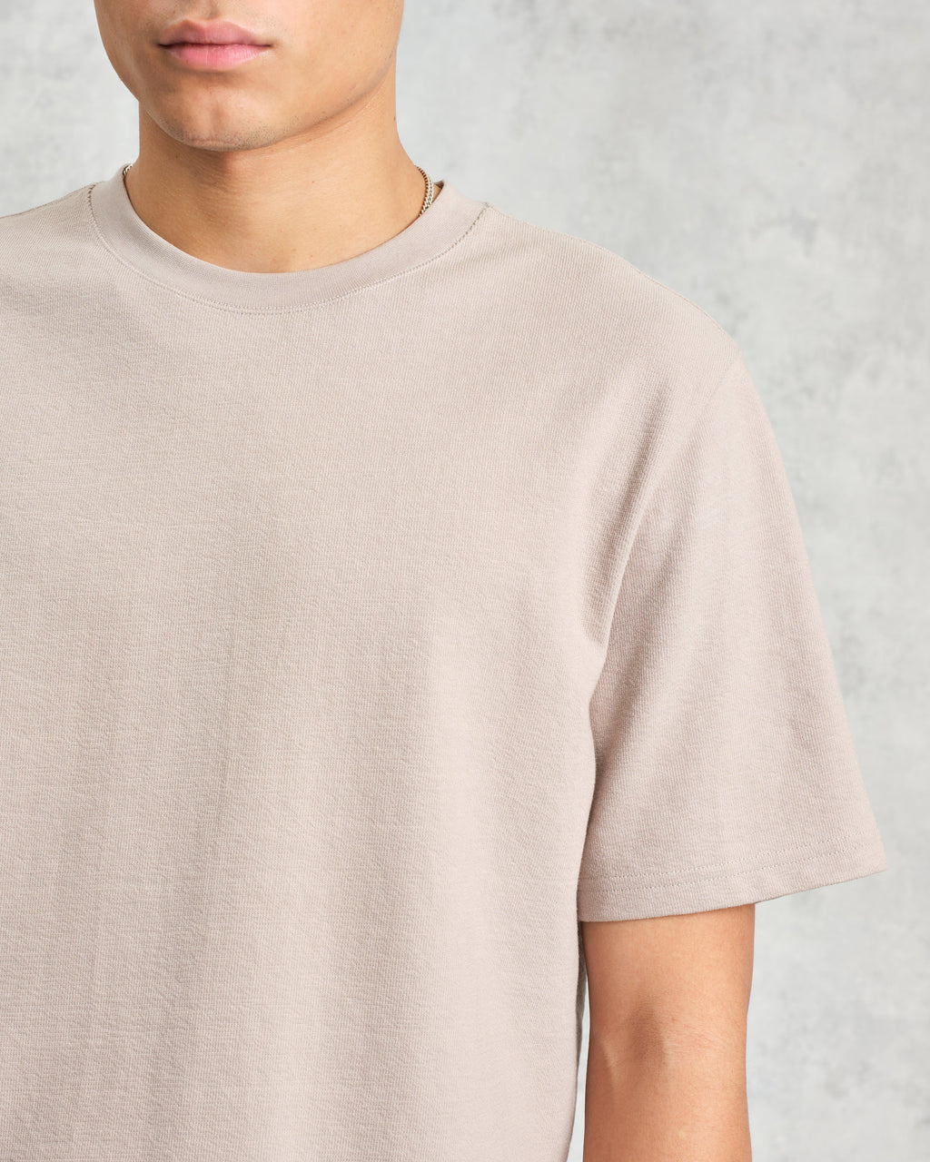 Dean - Taupe Grey Textured Organic Cotton T-Shirt