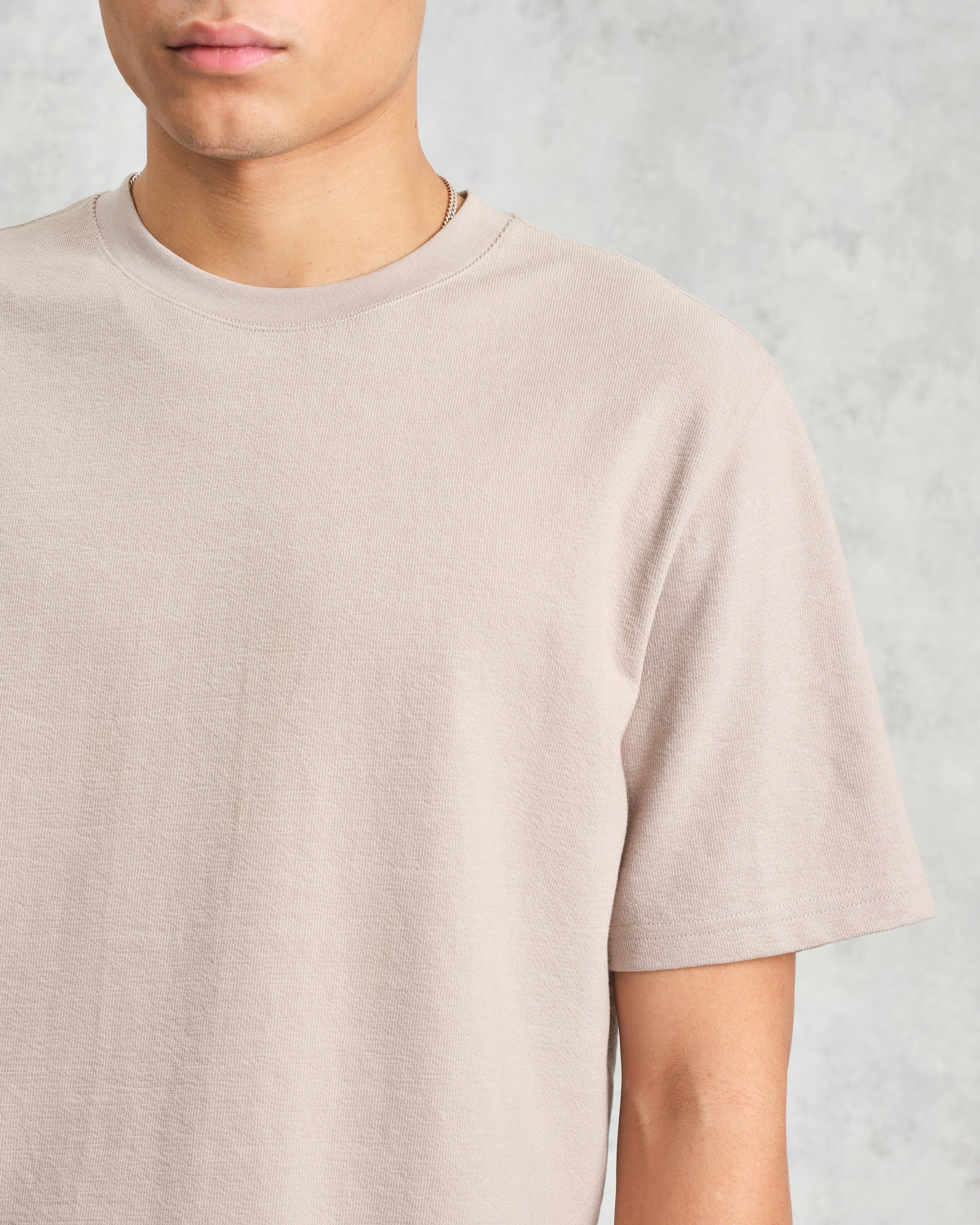Dean - Taupe Grey Textured Organic Cotton T-Shirt