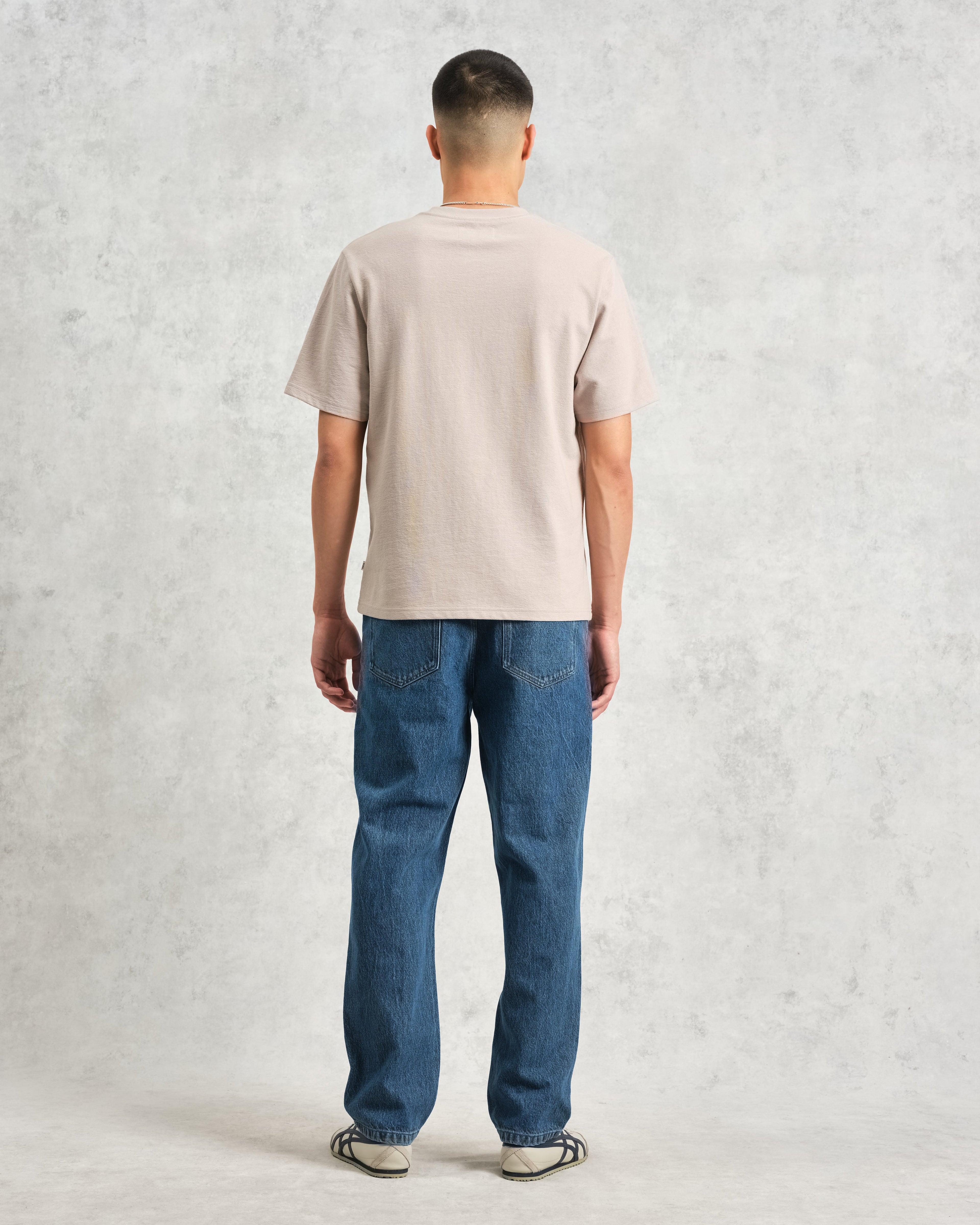 Dean - Taupe Grey Textured Organic Cotton T-Shirt