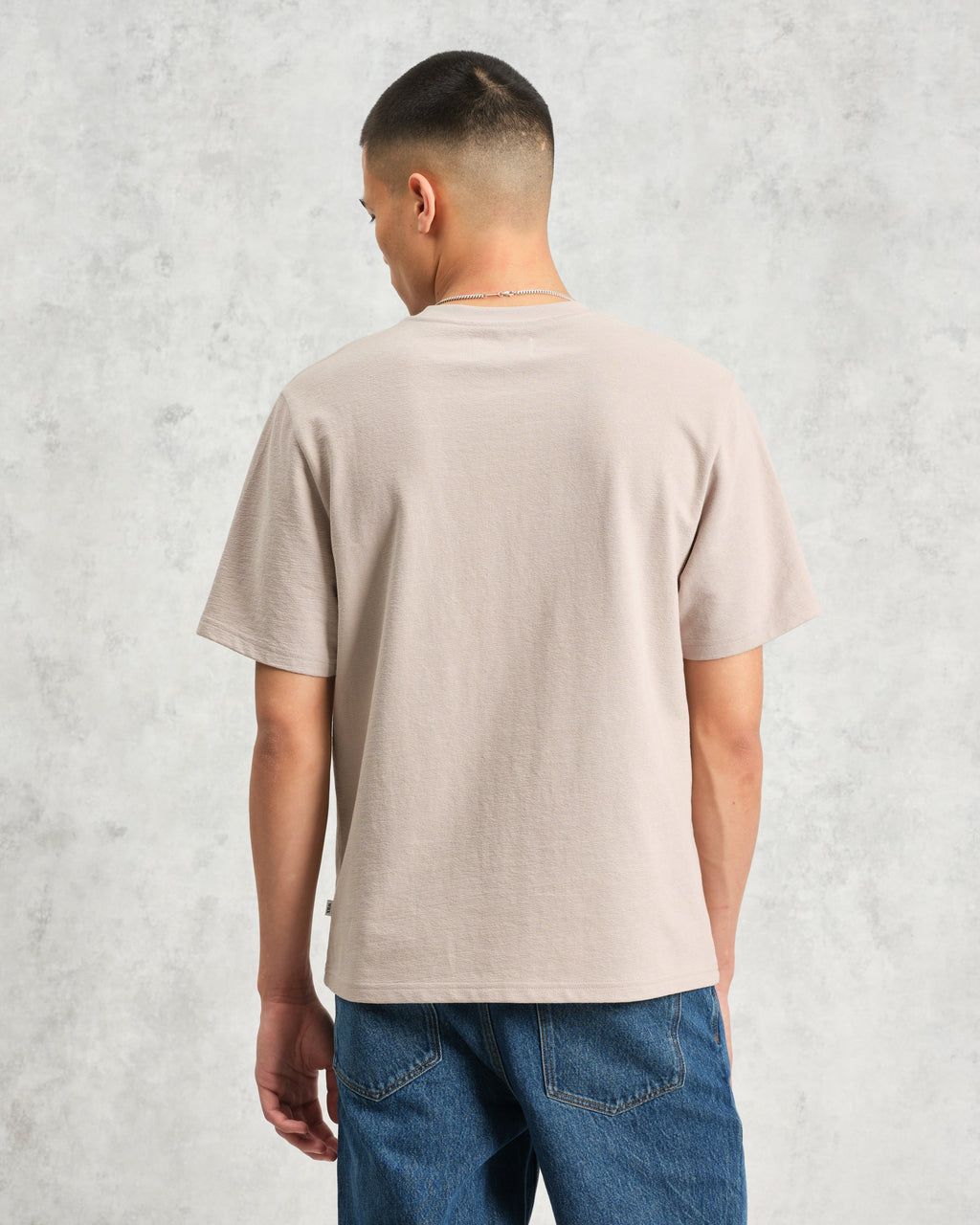 Dean - Taupe Grey Textured Organic Cotton T-Shirt