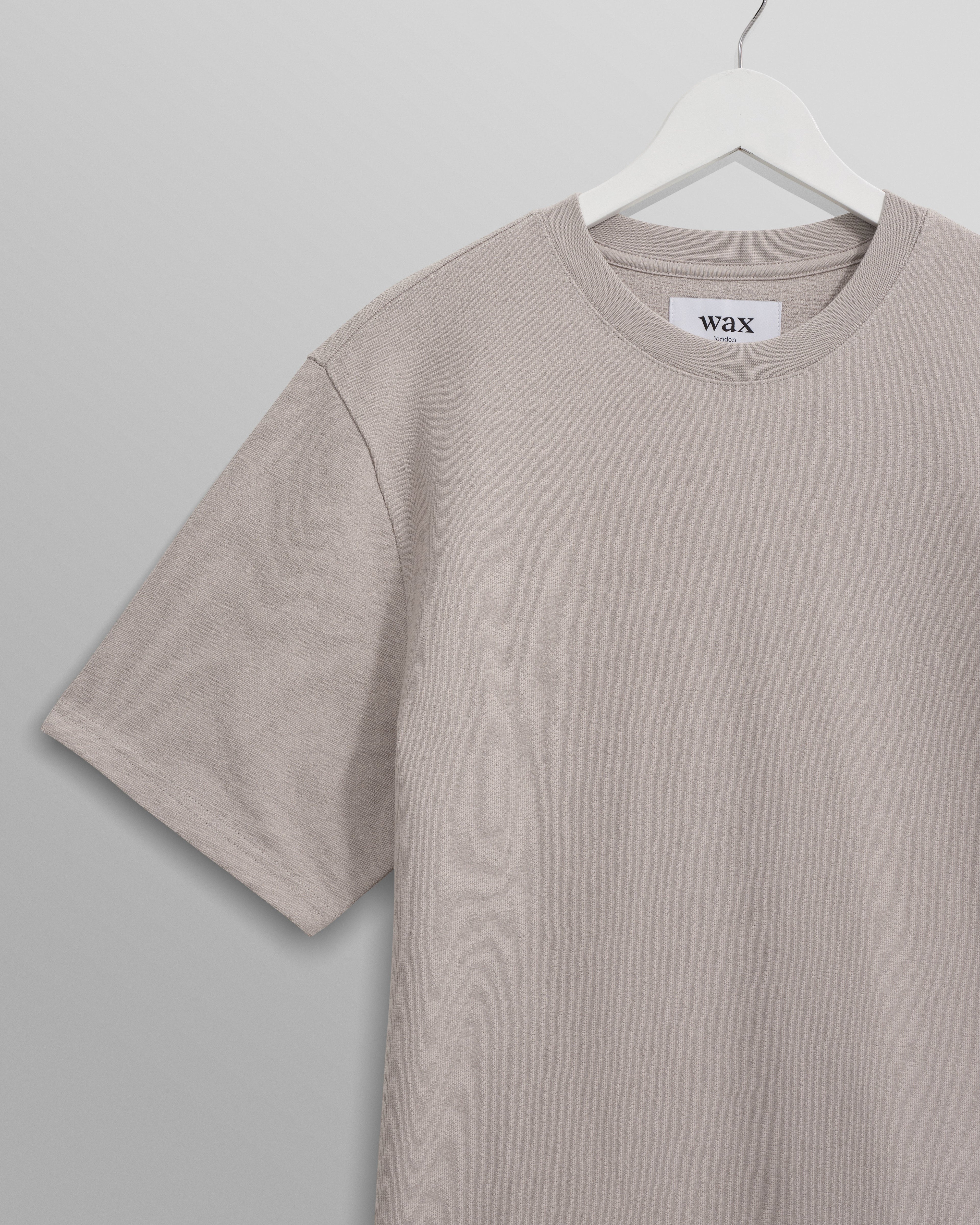 Dean - Taupe Grey Textured Organic Cotton T-Shirt