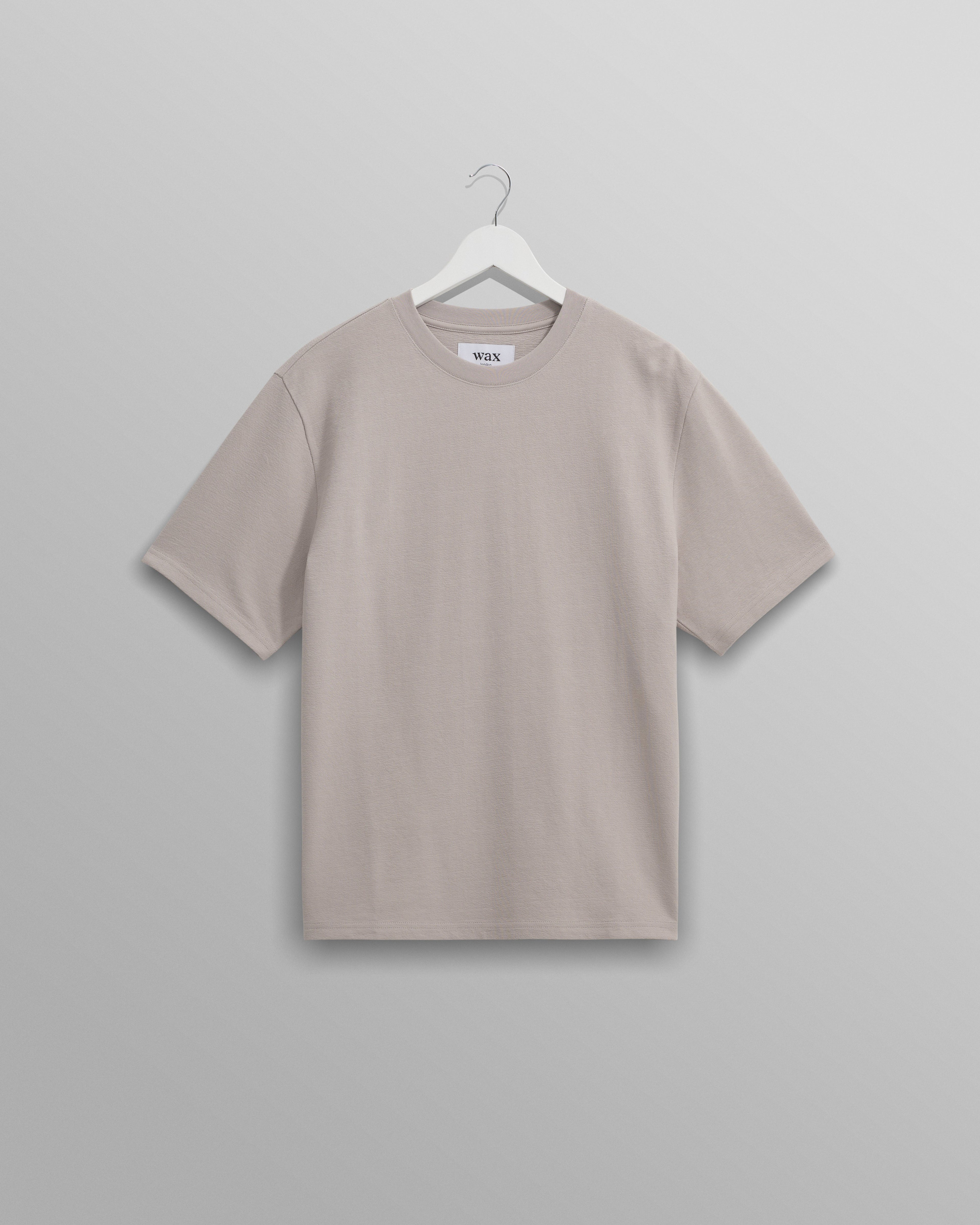 Dean - Taupe Grey Textured Organic Cotton T-Shirt
