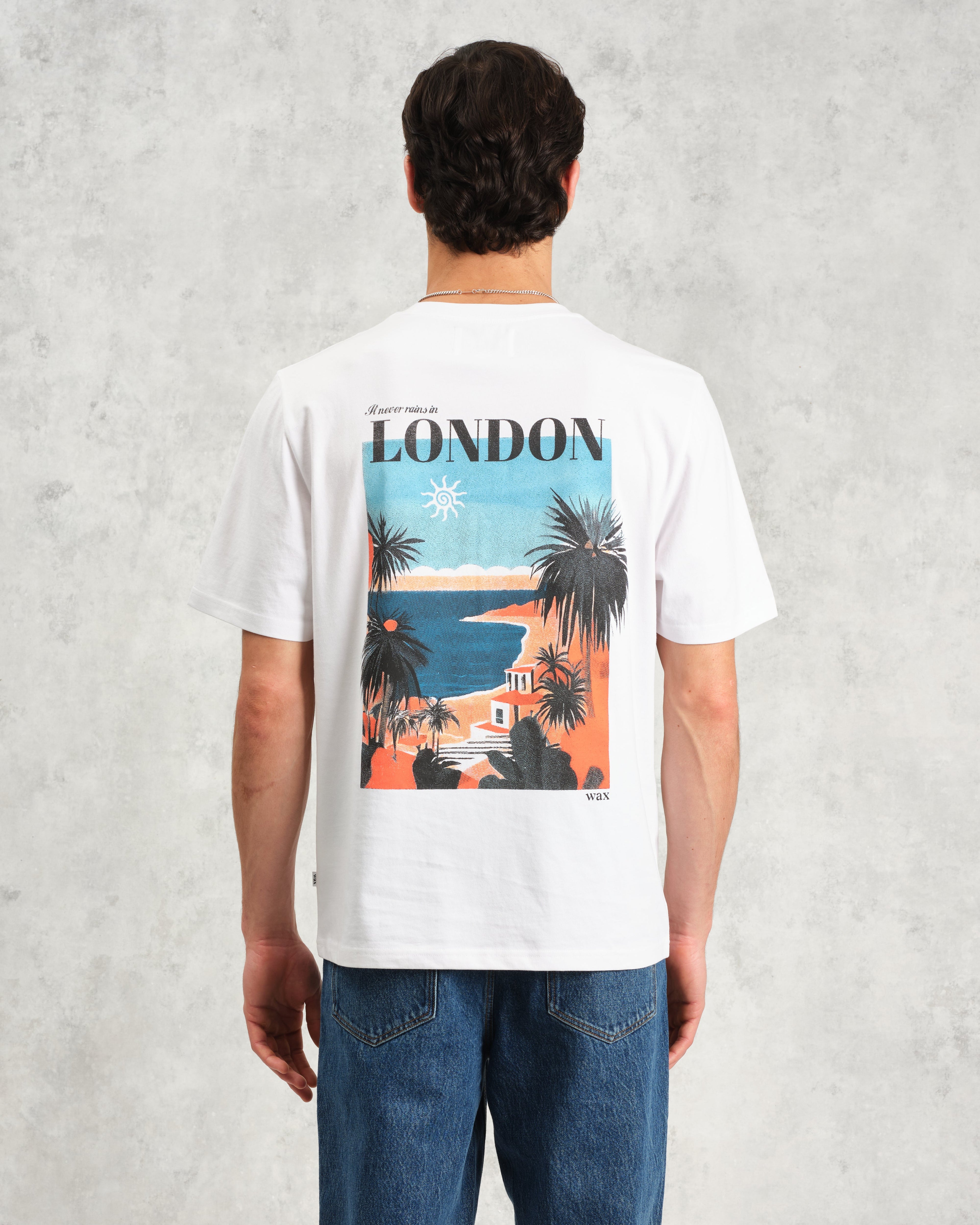 Dean - White London Postcard Graphic Organic Cotton T-Shirt