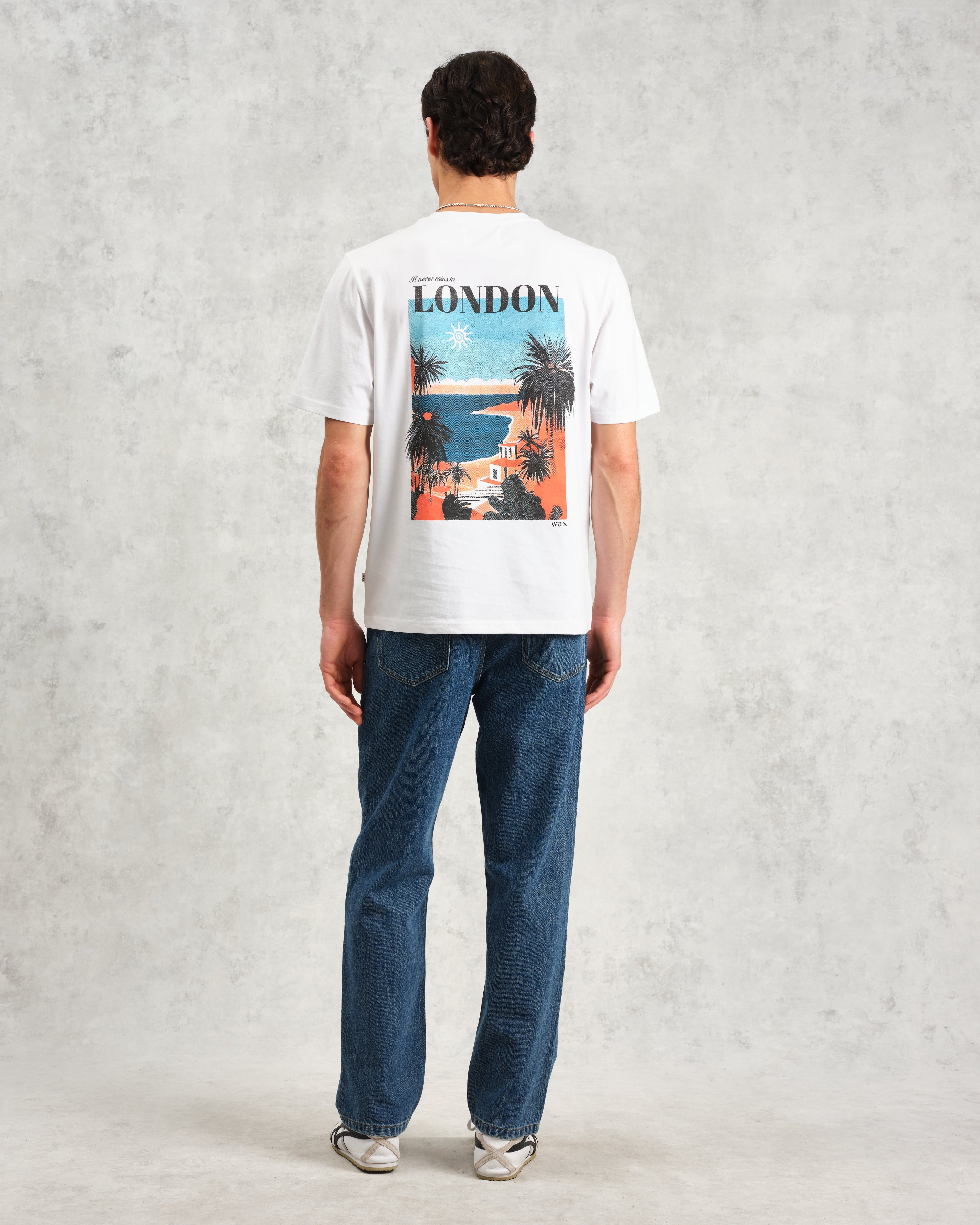 Dean - White London Postcard Graphic Organic Cotton T-Shirt