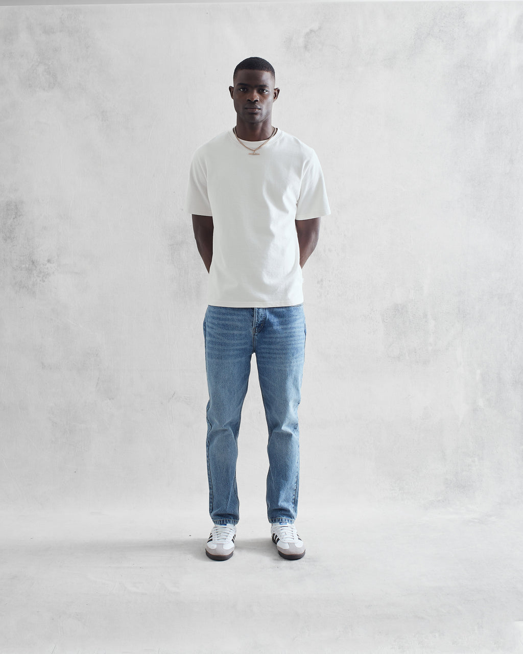 Dean - White Textured Organic Cotton T-Shirt