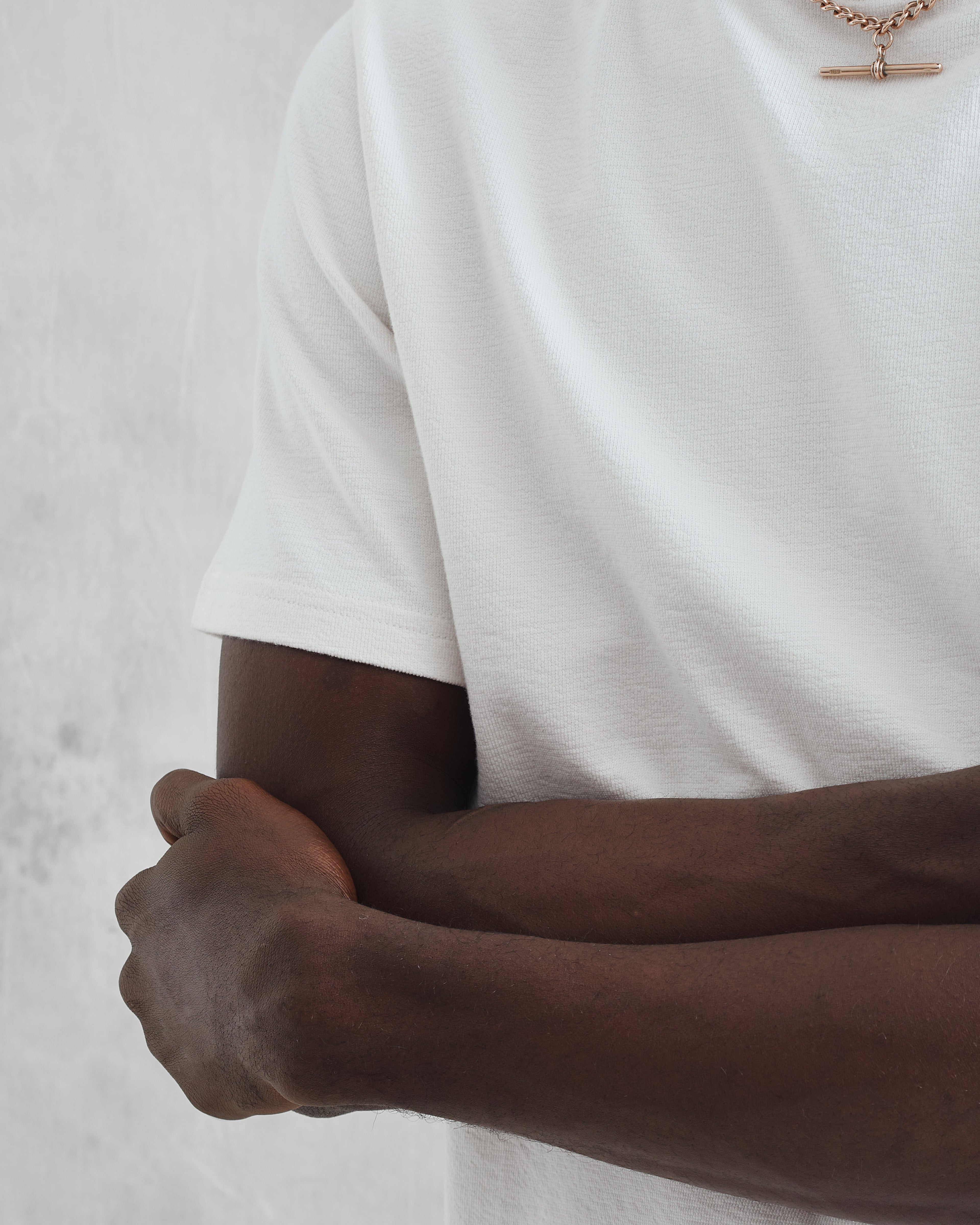 Dean - White Textured Organic Cotton T-Shirt
