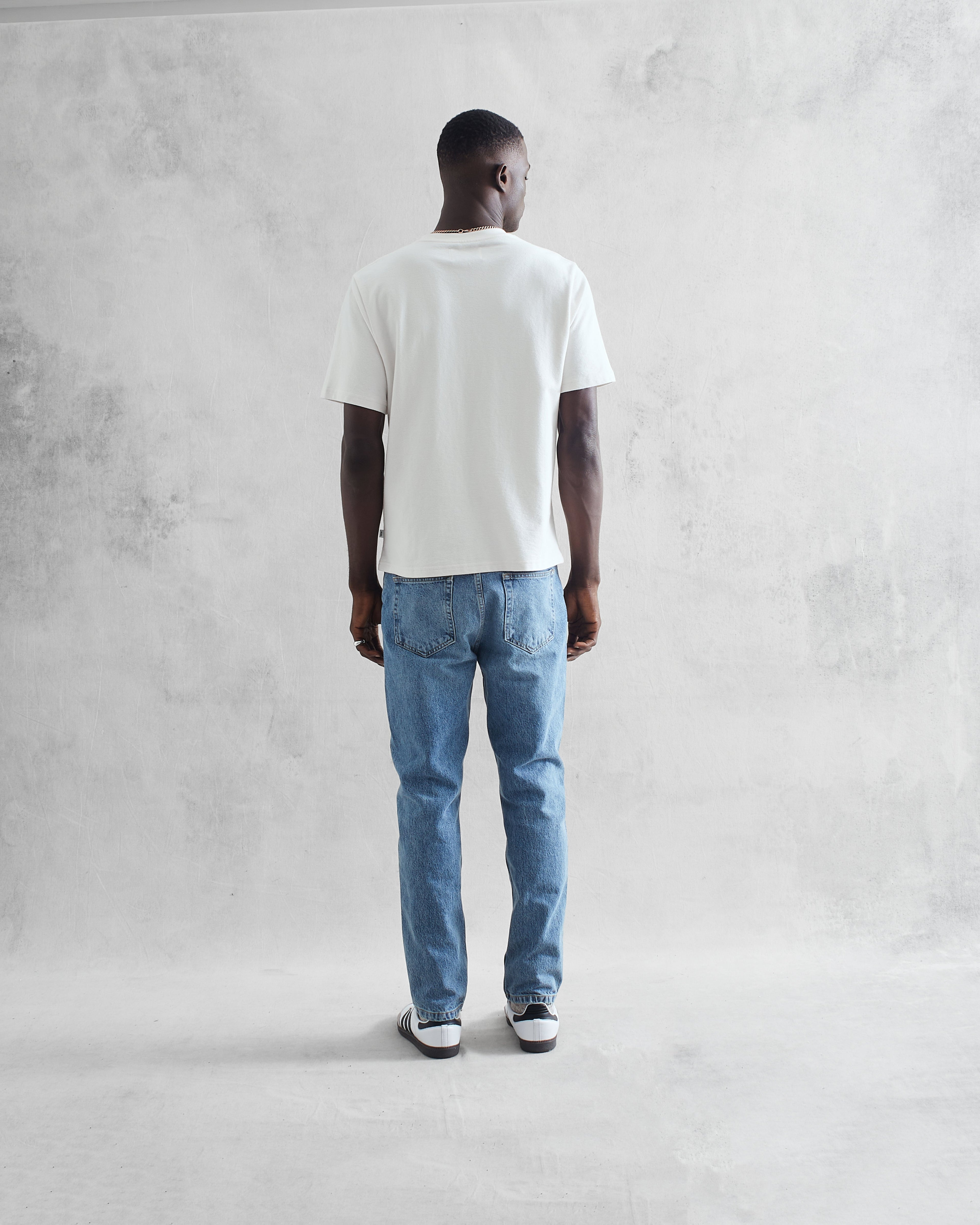 Dean - White Textured Organic Cotton T-Shirt