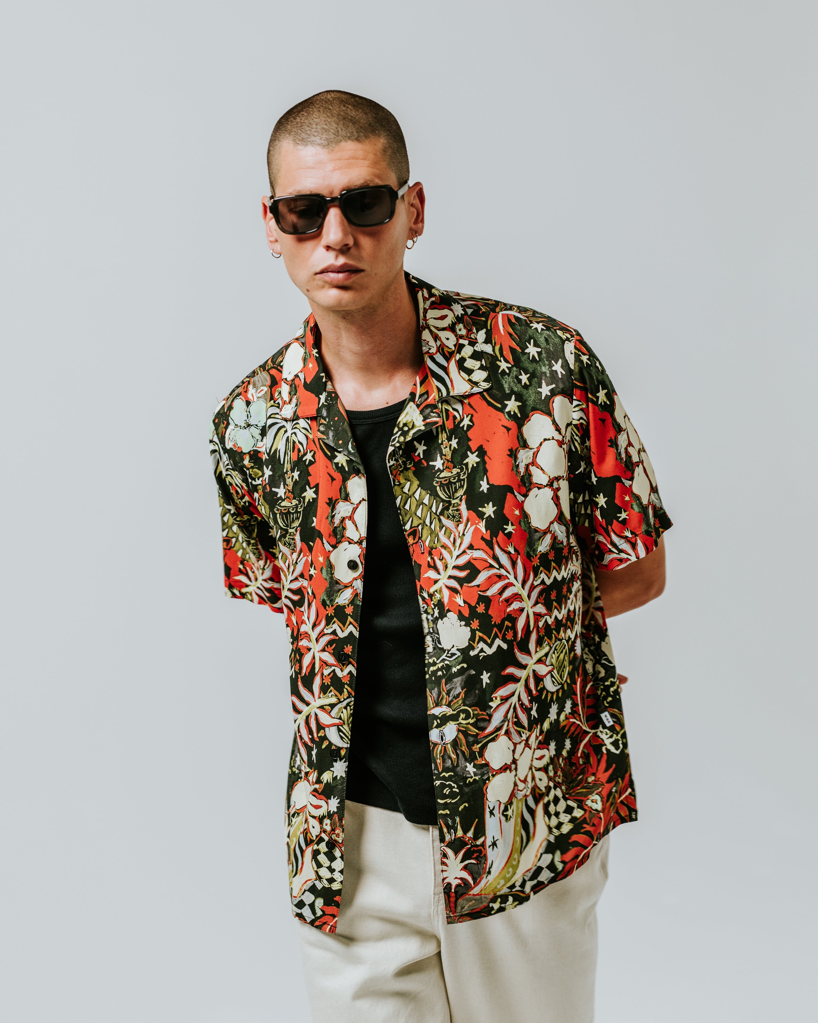 Didcot - Black And Multicolour Abstract Short-Sleeve Shirt