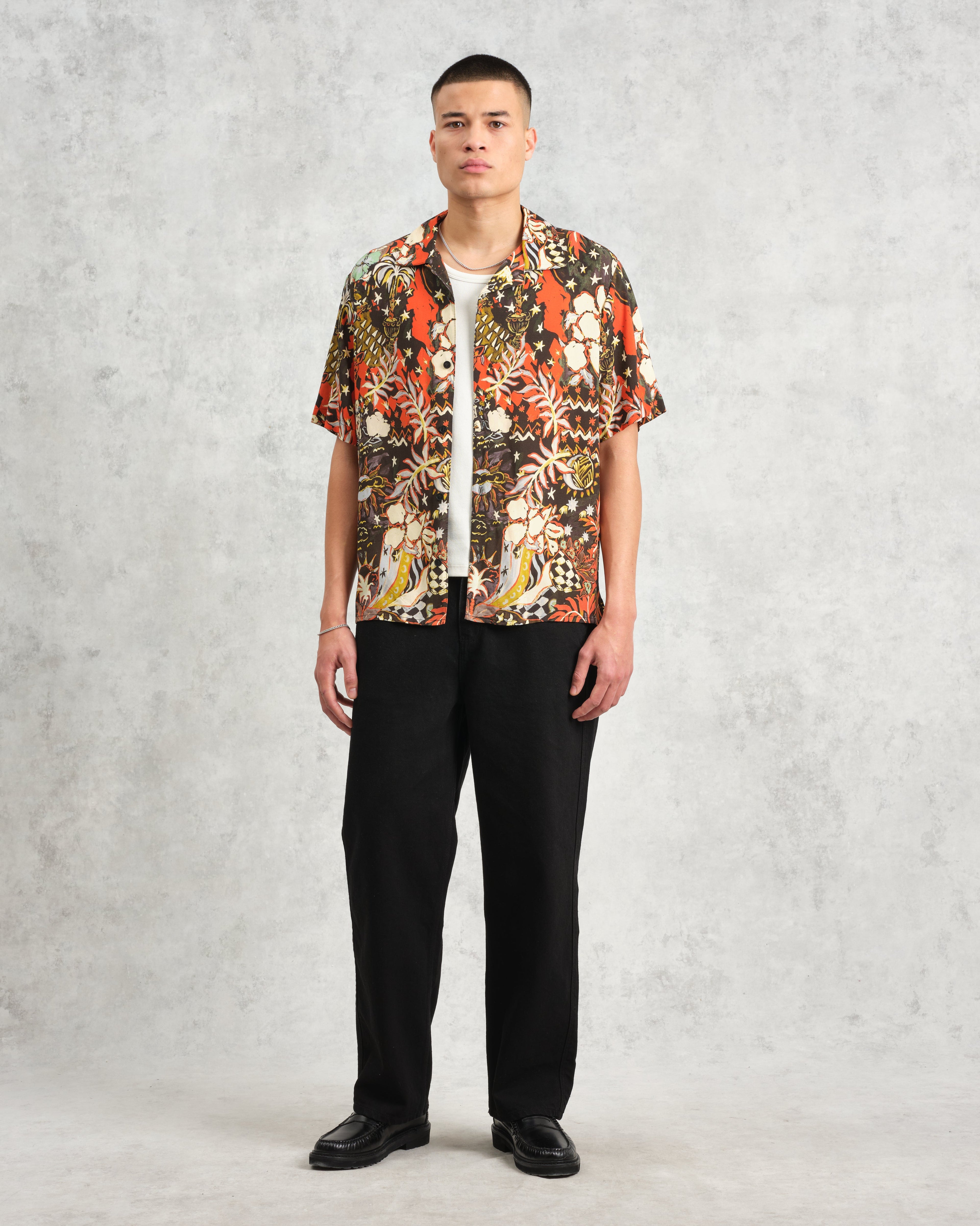 Didcot - Black And Multicolour Abstract Short-Sleeve Shirt