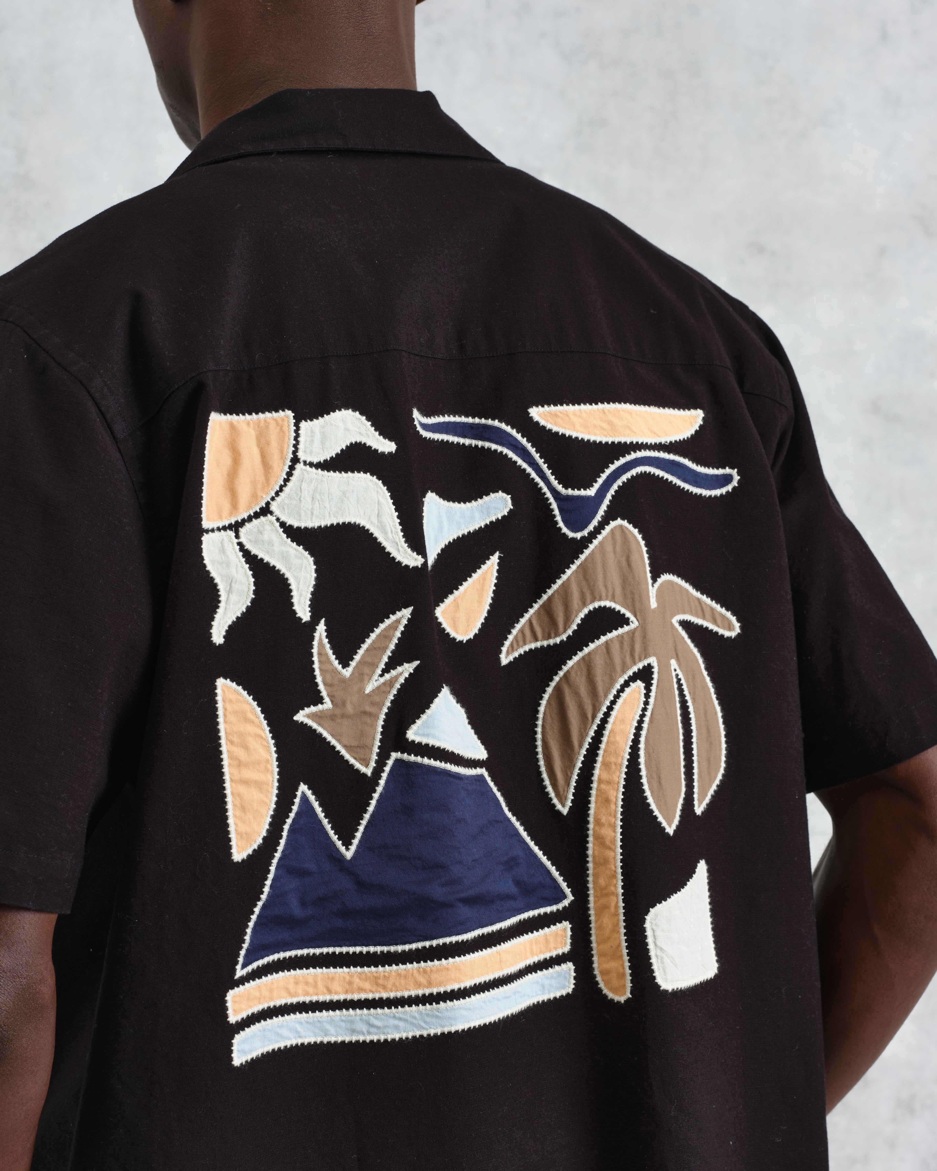 Didcot - Black And Multicolour Applique Short-Sleeve Shirt