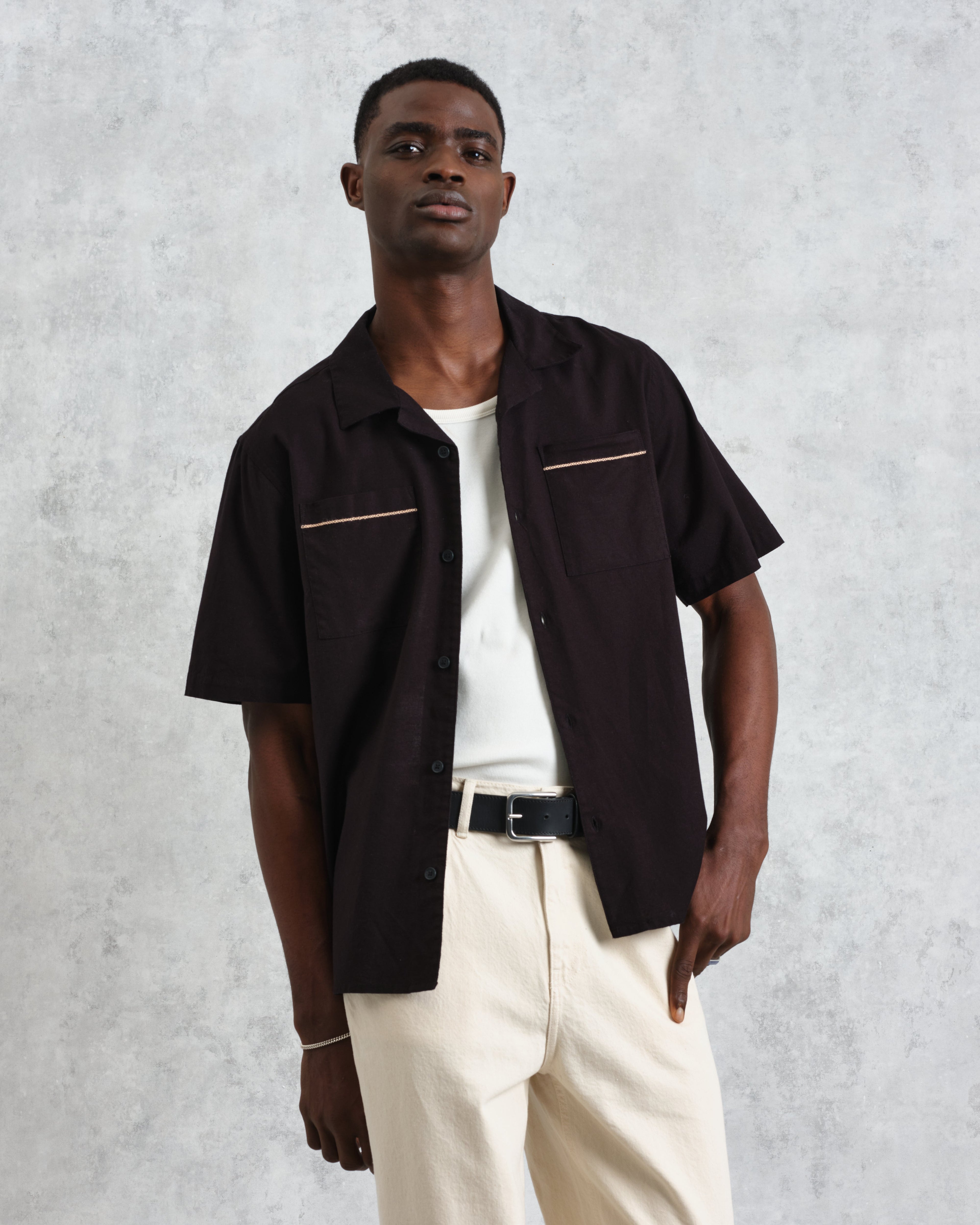 Didcot - Black And Multicolour Applique Short-Sleeve Shirt