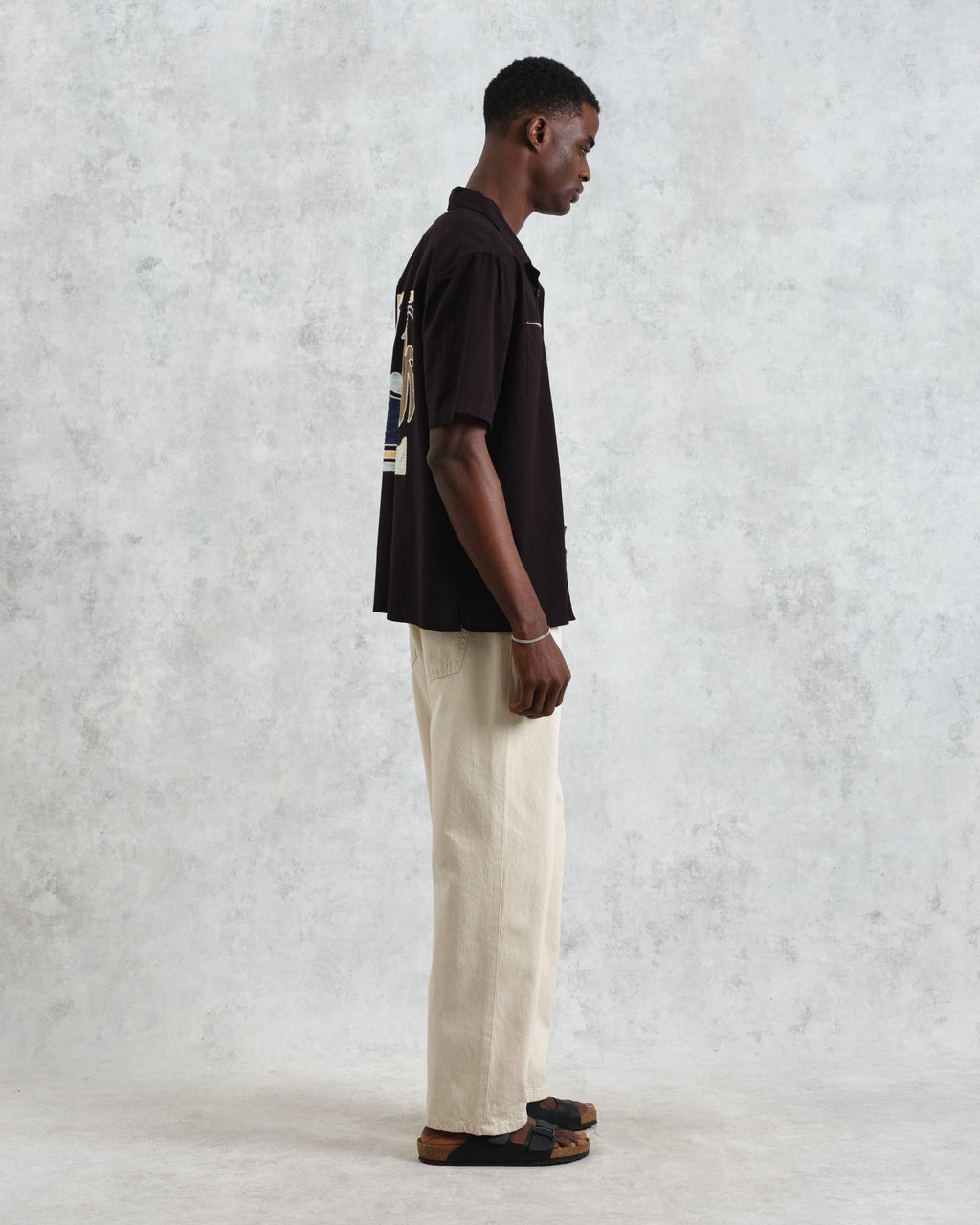Didcot - Black And Multicolour Applique Short-Sleeve Shirt
