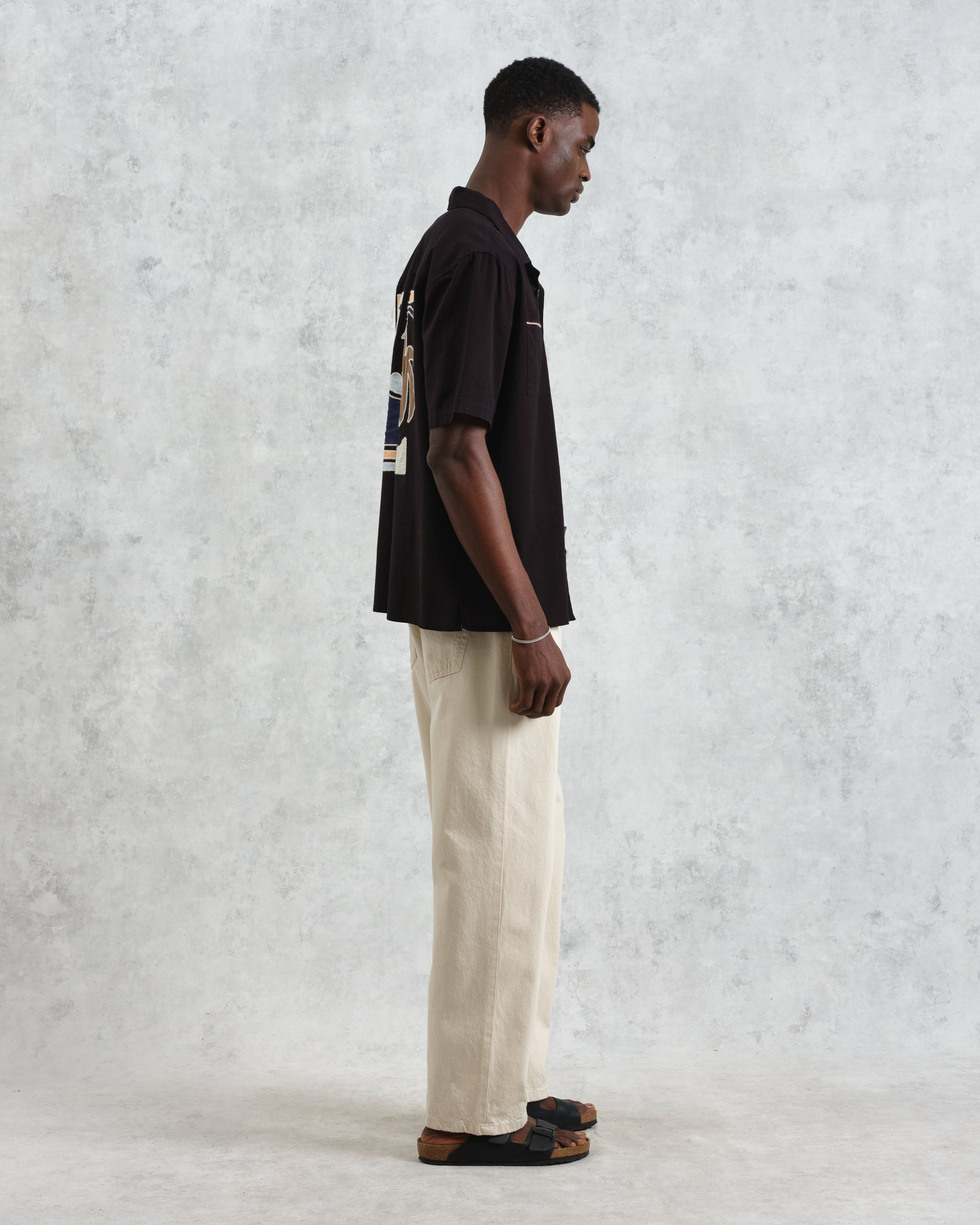 Didcot - Black And Multicolour Applique Short-Sleeve Shirt