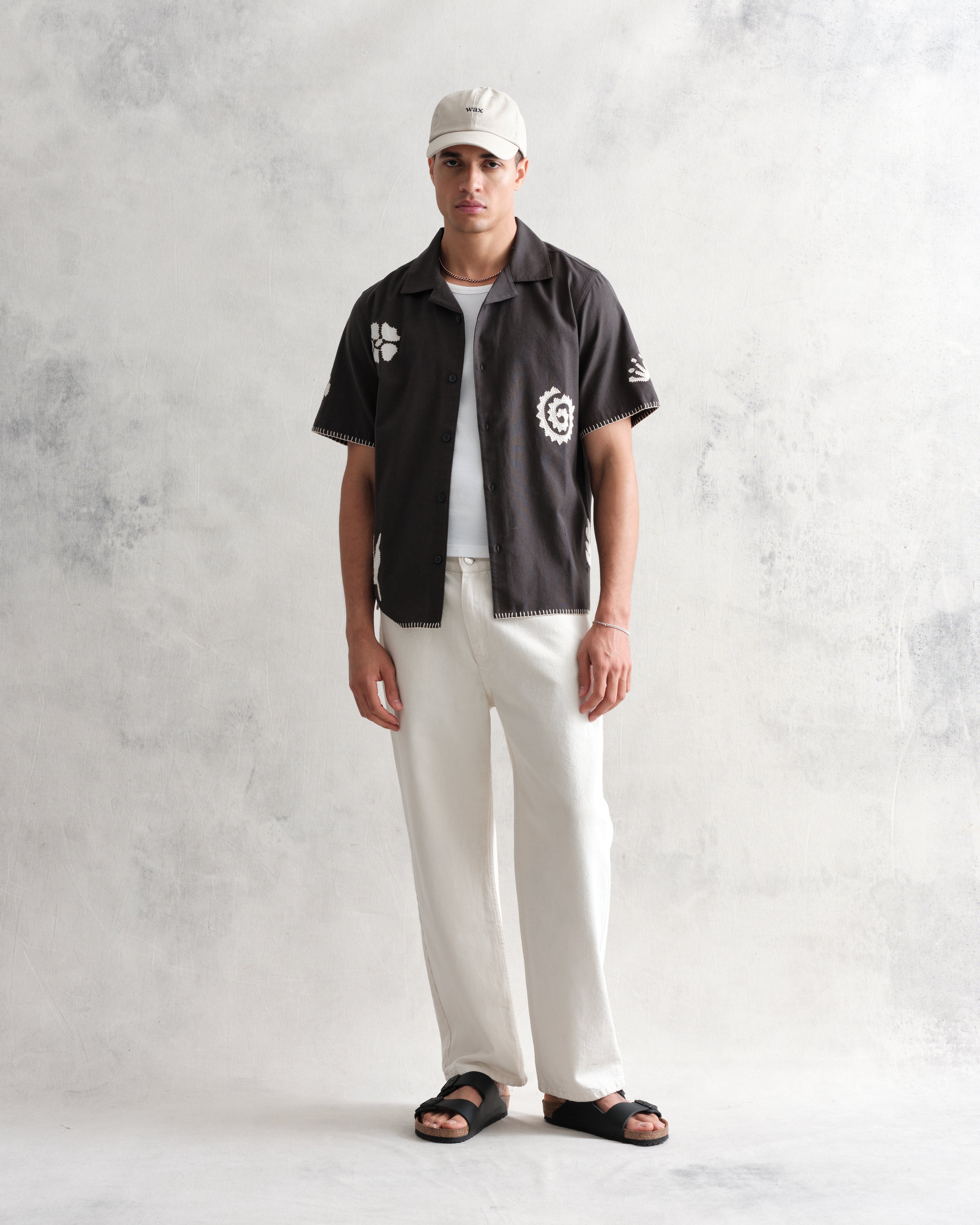 Didcot - Black Doodle Applique Short-Sleeve Shirt