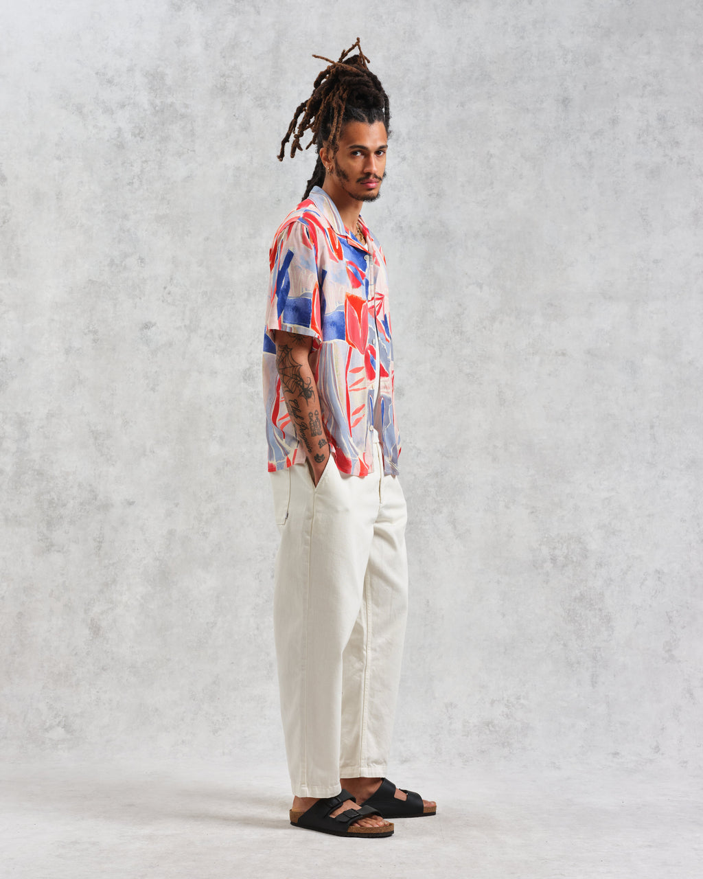 Didcot - Blue And Pink Abstract Short-Sleeve Shirt